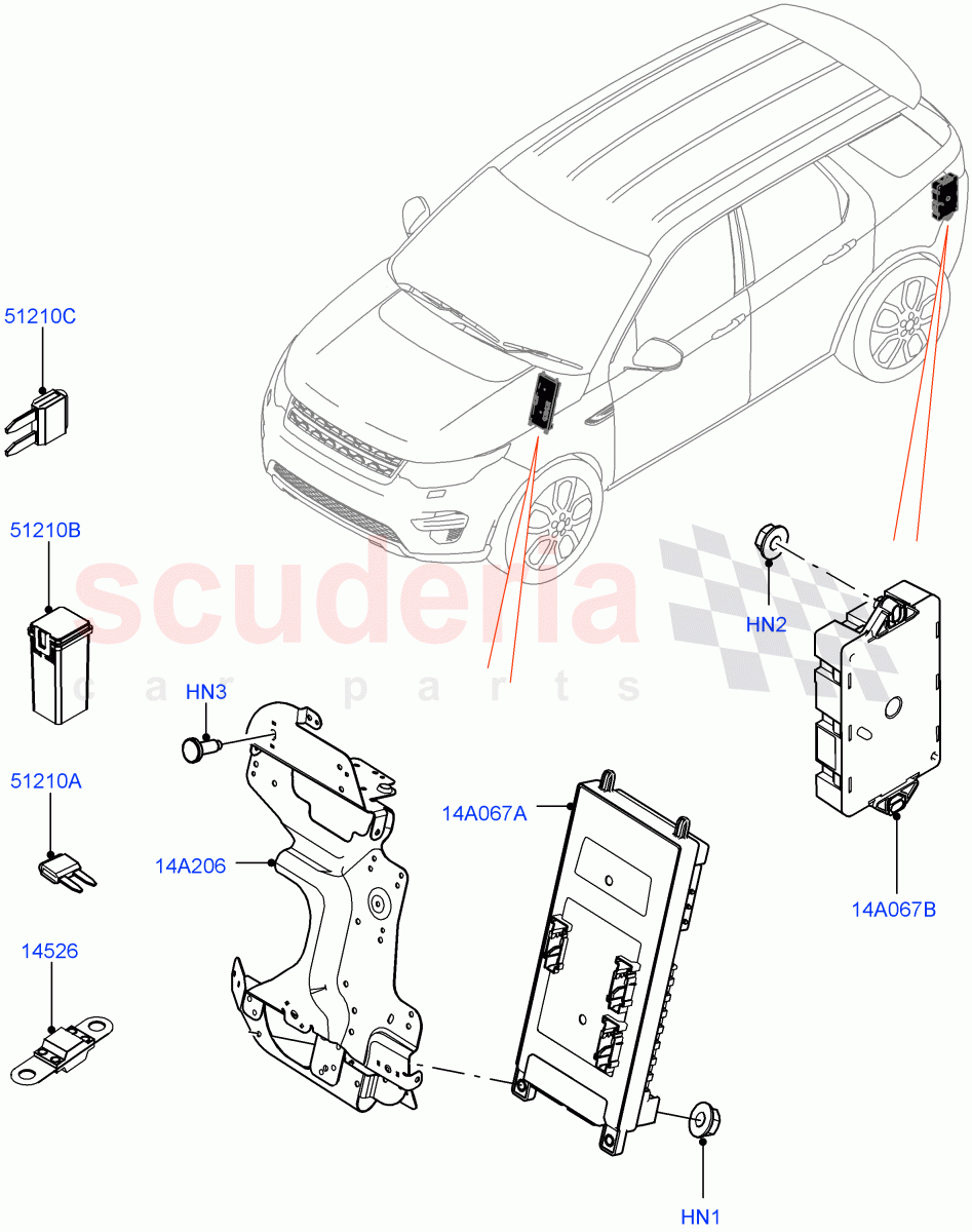 Fuses, Holders And Circuit Breakers(Itatiaia (Brazil))((V)FROMGT000001) of Land Rover Land Rover Discovery Sport (2015+) [2.2 Single Turbo Diesel]