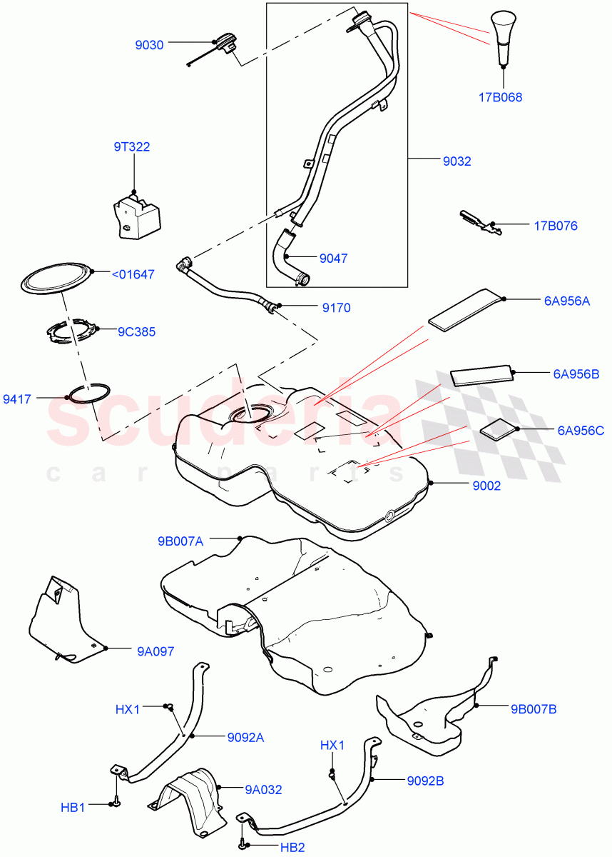 Fuel Tank & Related Parts(2.0L I4 DSL MID DOHC AJ200,With Diesel Exh Fluid Emission Tank,2.0L I4 DSL HIGH DOHC AJ200)((V)FROMGH000001) of Land Rover Land Rover Discovery Sport (2015+) [2.0 Turbo Diesel]