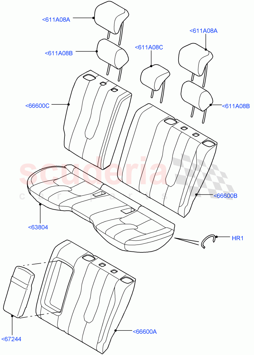Rear Seat Covers(Leather/Suede,Halewood (UK),With 60/40 Split - Folding Rr Seat,2nd Row Seat 60/40 (3 P) - Folding) of Land Rover Land Rover Range Rover Evoque (2012-2018) [2.2 Single Turbo Diesel]