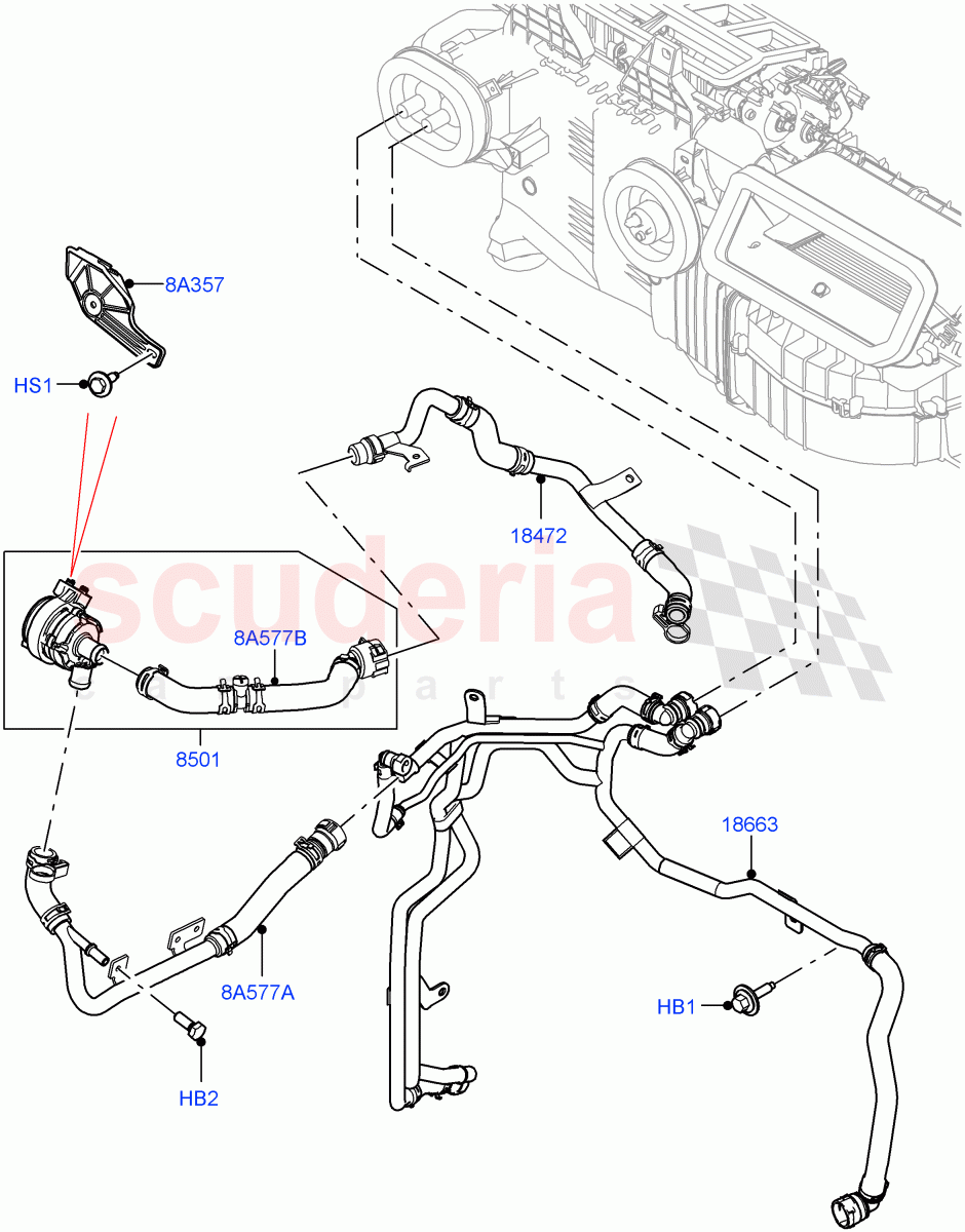 Heater Hoses(Front)(3.0L AJ20P6 Petrol High,Less Heater,Premium Air Conditioning-Front/Rear,With Ptc Heater)((V)FROMKA000001) of Land Rover Land Rover Range Rover Sport (2014+) [3.0 I6 Turbo Diesel AJ20D6]
