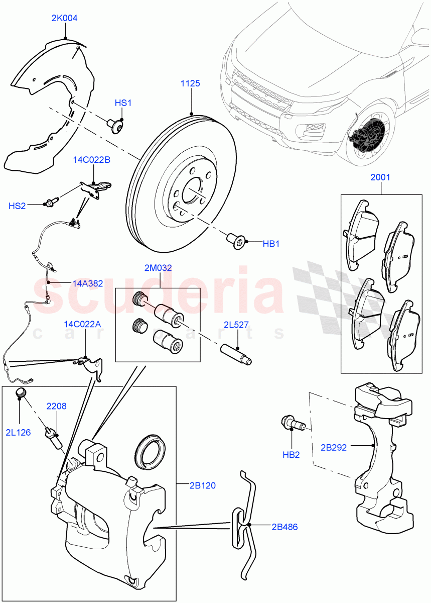 Front Brake Discs And Calipers(Changsu (China),Front Disc And Caliper Size 17)((V)FROMGG134738) of Land Rover Land Rover Range Rover Evoque (2012-2018) [2.0 Turbo Petrol AJ200P]