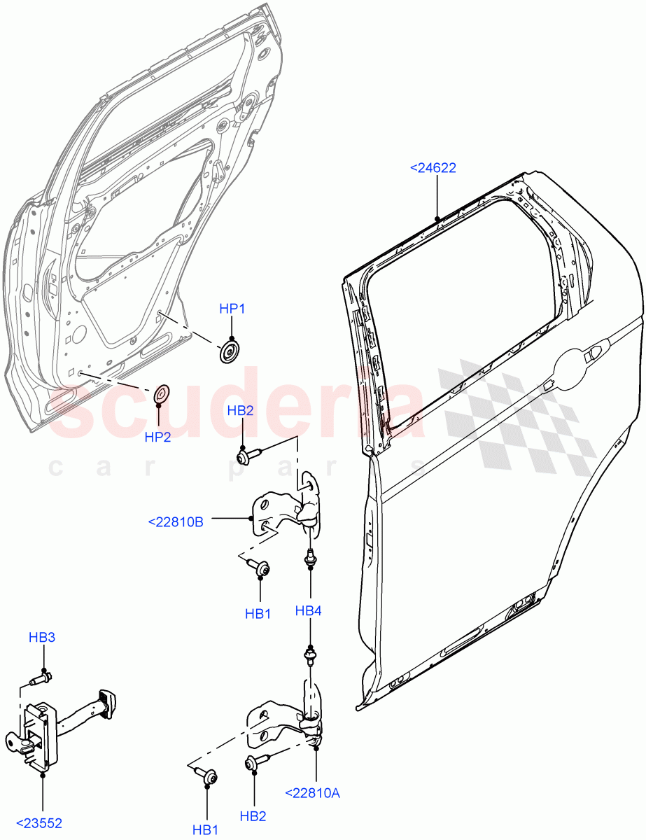 Rear Doors, Hinges & Weatherstrips(Door And Fixings)(Changsu (China))((V)FROMFG000001) of Land Rover Land Rover Discovery Sport (2015+) [2.2 Single Turbo Diesel]
