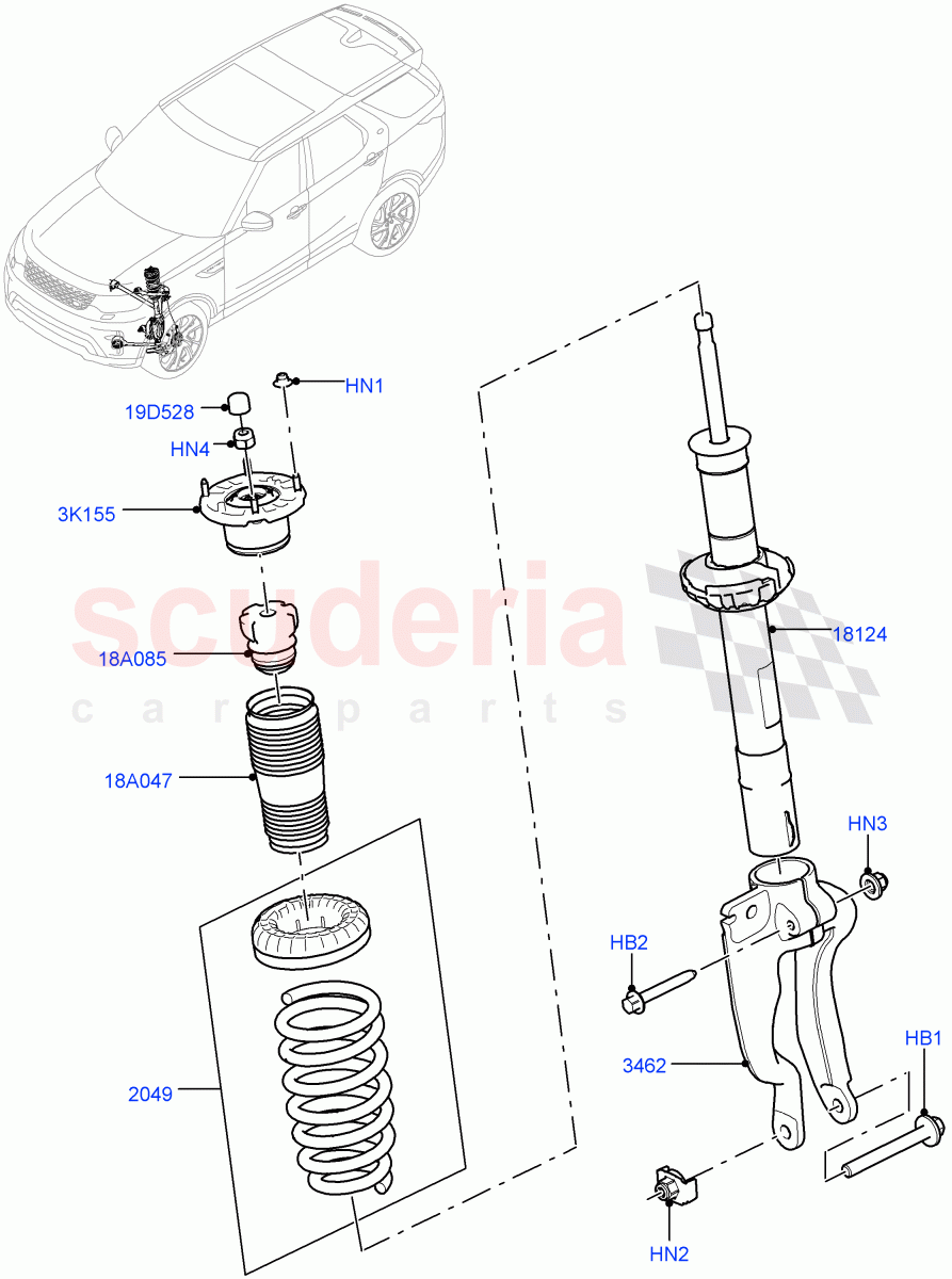 Front Suspension Struts And Springs(Solihull Plant Build)(With Standard Duty Coil Spring Susp)((V)FROMHA000001) of Land Rover Land Rover Discovery 5 (2017+) [3.0 DOHC GDI SC V6 Petrol]