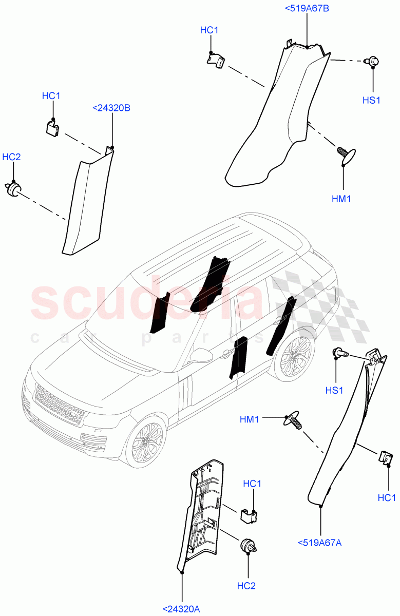 Side Trim(Centre, Front And Rear)(Taurus Leather) of Land Rover Land Rover Range Rover (2012-2021) [3.0 DOHC GDI SC V6 Petrol]