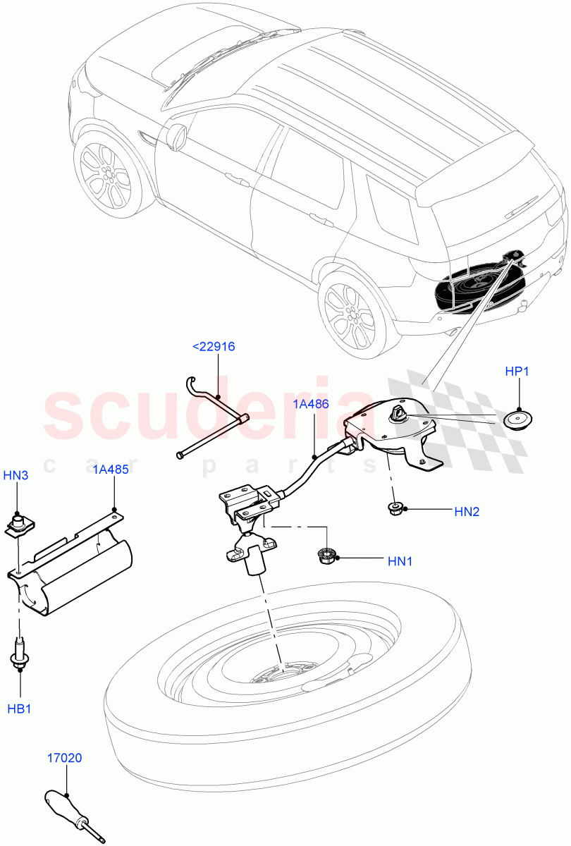 Spare Wheel Carrier(Changsu (China),With 3rd Row Double Seat,With 7 Seat Configuration,Third Row Dual Individual Seat)((V)FROMFG000001) of Land Rover Land Rover Discovery Sport (2015+) [2.2 Single Turbo Diesel]
