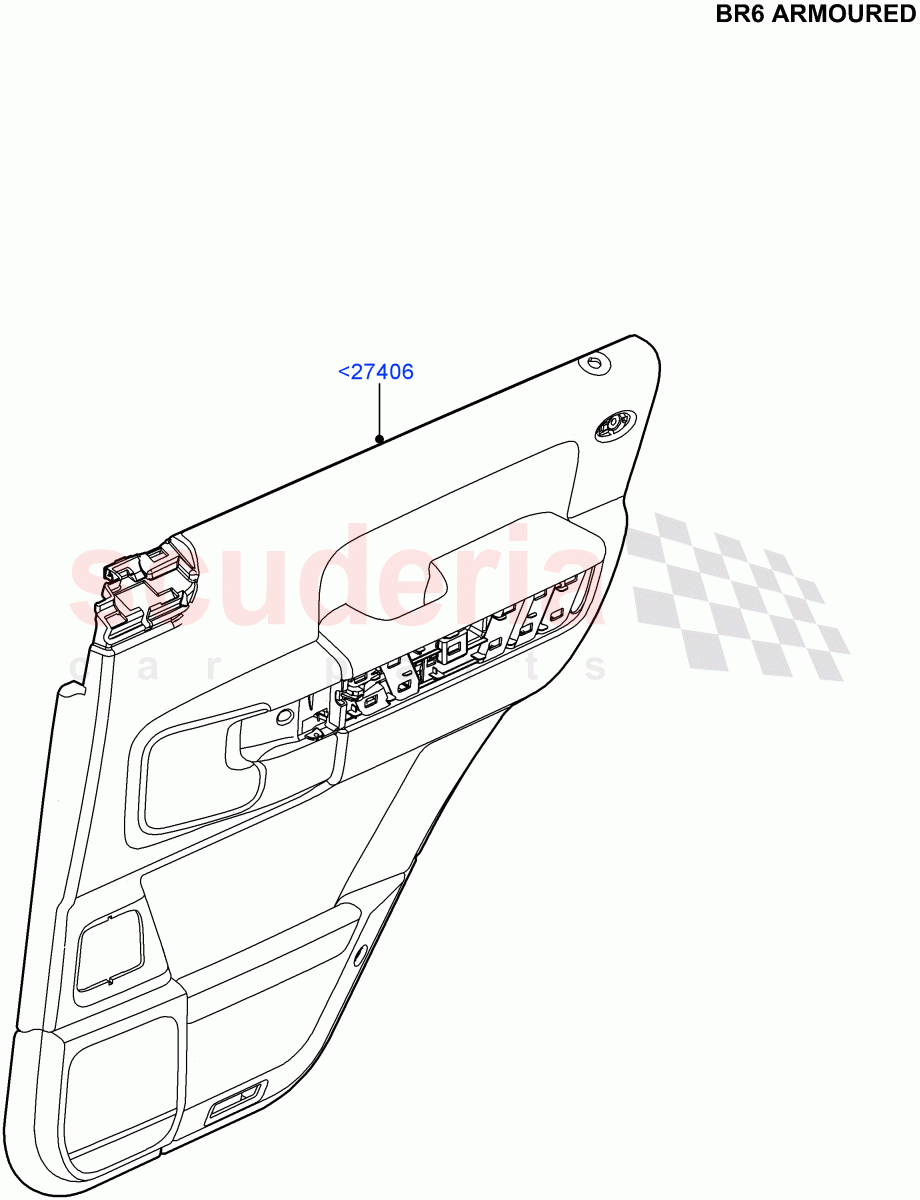 Rear Door Trim Panels(With B6 Level Armouring)((V)FROMAA000001) of Land Rover Land Rover Range Rover (2010-2012) [3.6 V8 32V DOHC EFI Diesel]