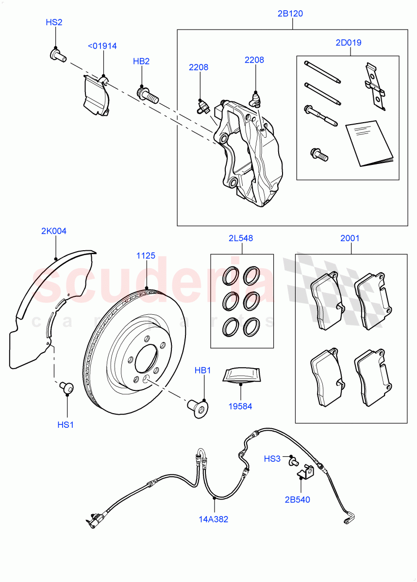 Front Brake Discs And Calipers(Version - Core,Front Disc And Caliper Size 20,Non SVR,Disc And Caliper Size-Frt 20/RR 20)((V)FROMGA652128) of Land Rover Land Rover Range Rover Sport (2014+) [2.0 Turbo Petrol GTDI]