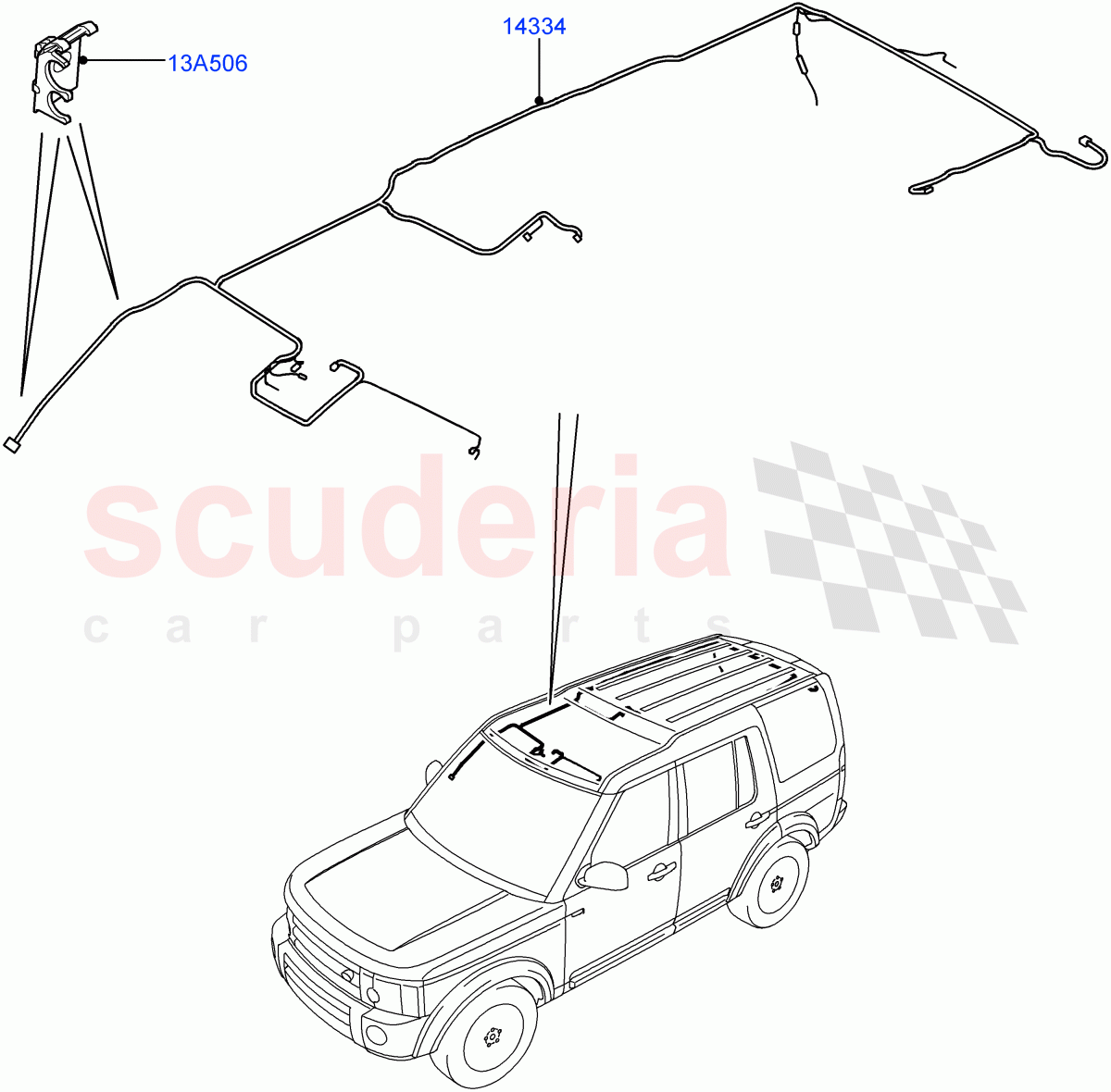 Electrical Wiring - Body And Rear(Roof)(With 2 Seat Configuration)((V)FROMAA000001) of Land Rover Land Rover Discovery 4 (2010-2016) [3.0 Diesel 24V DOHC TC]