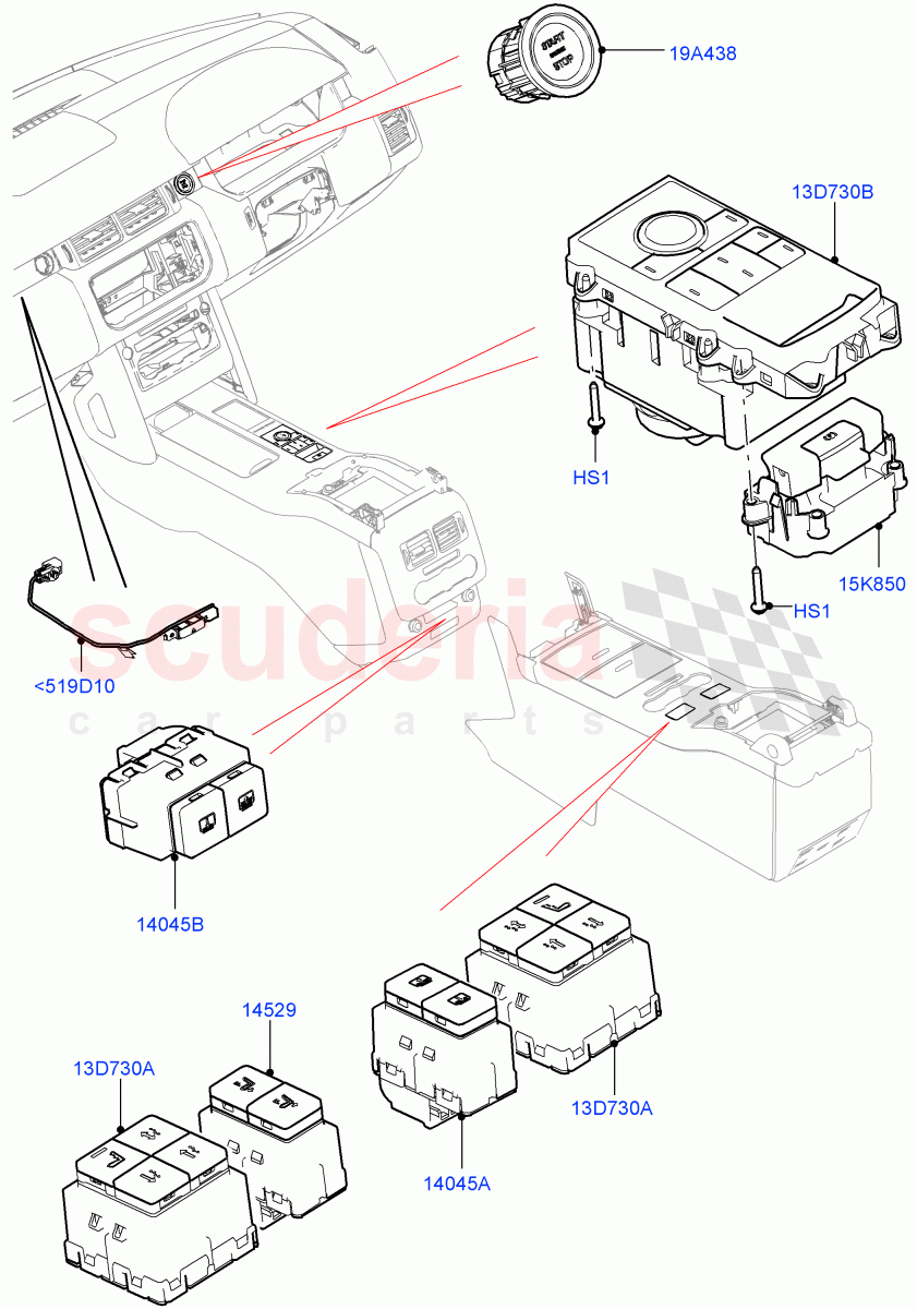 Switches(Console)((V)TOHA999999) of Land Rover Land Rover Range Rover (2012-2021) [3.0 I6 Turbo Petrol AJ20P6]