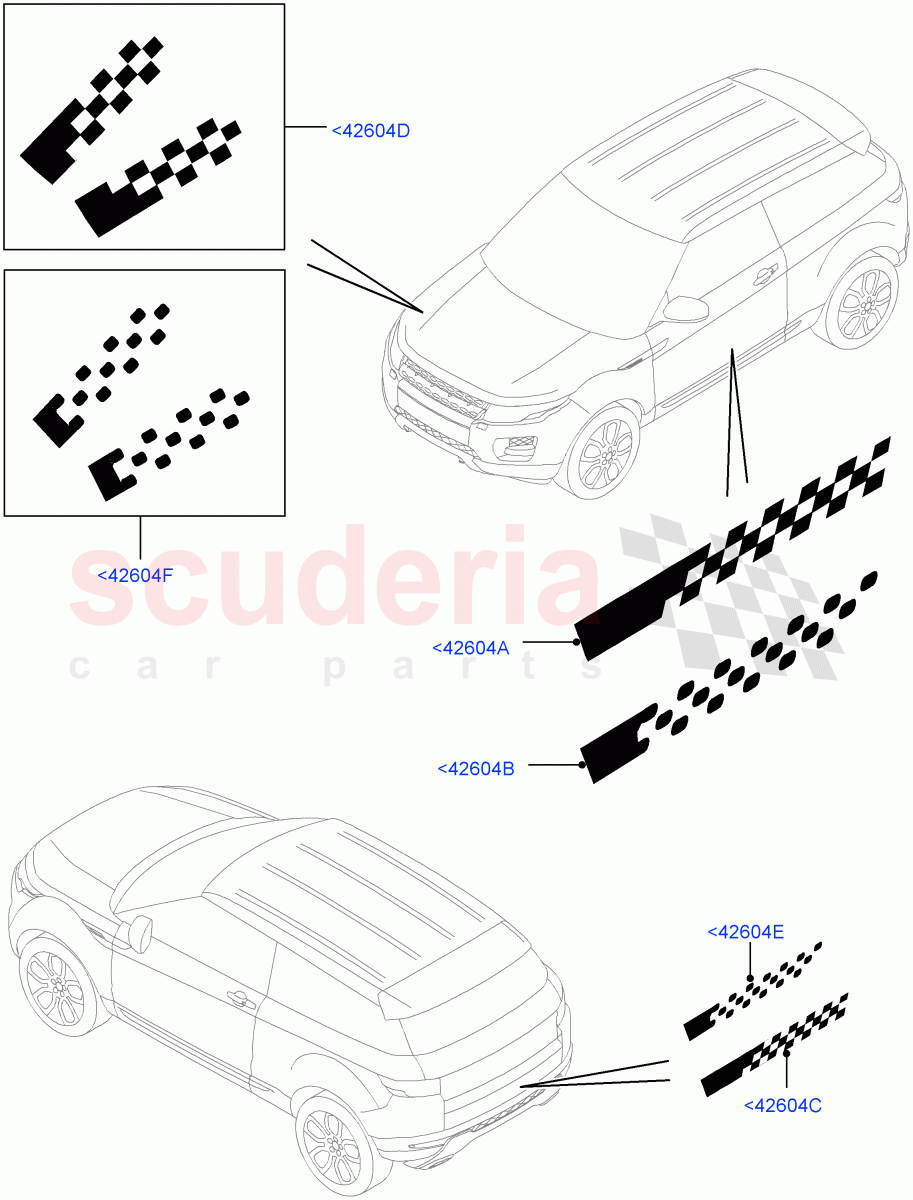 Exterior Body Styling Items(Decal Stripes, Accessory)(Halewood (UK),Itatiaia (Brazil))((V)FROMFH000001) of Land Rover Land Rover Range Rover Evoque (2012-2018) [2.0 Turbo Diesel]
