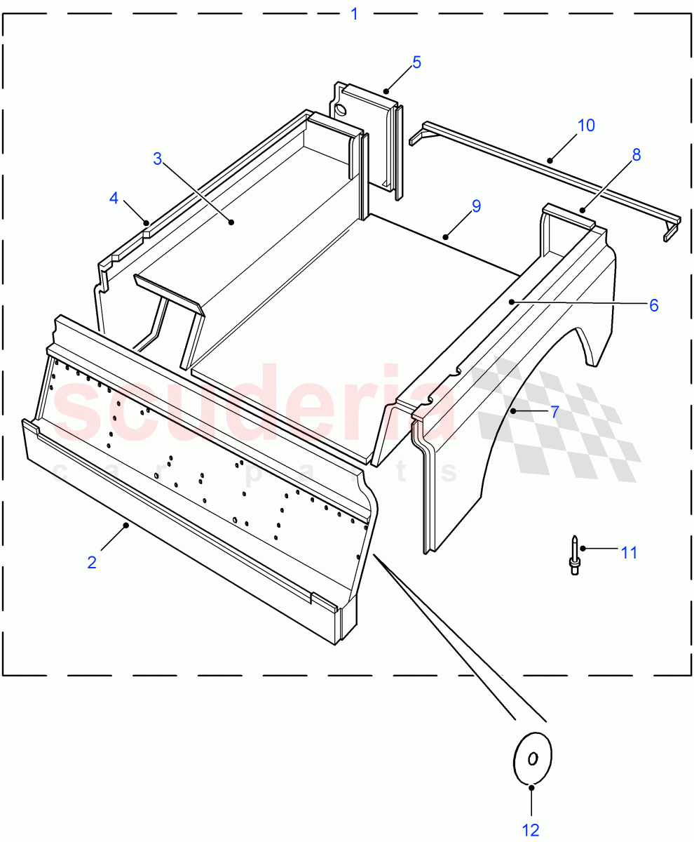 Rear Body Lower - With Bulkhead(90" Wheelbase,With Full Partition - Steel)((V)FROM7A000001) of Land Rover Land Rover Defender (2007-2016)