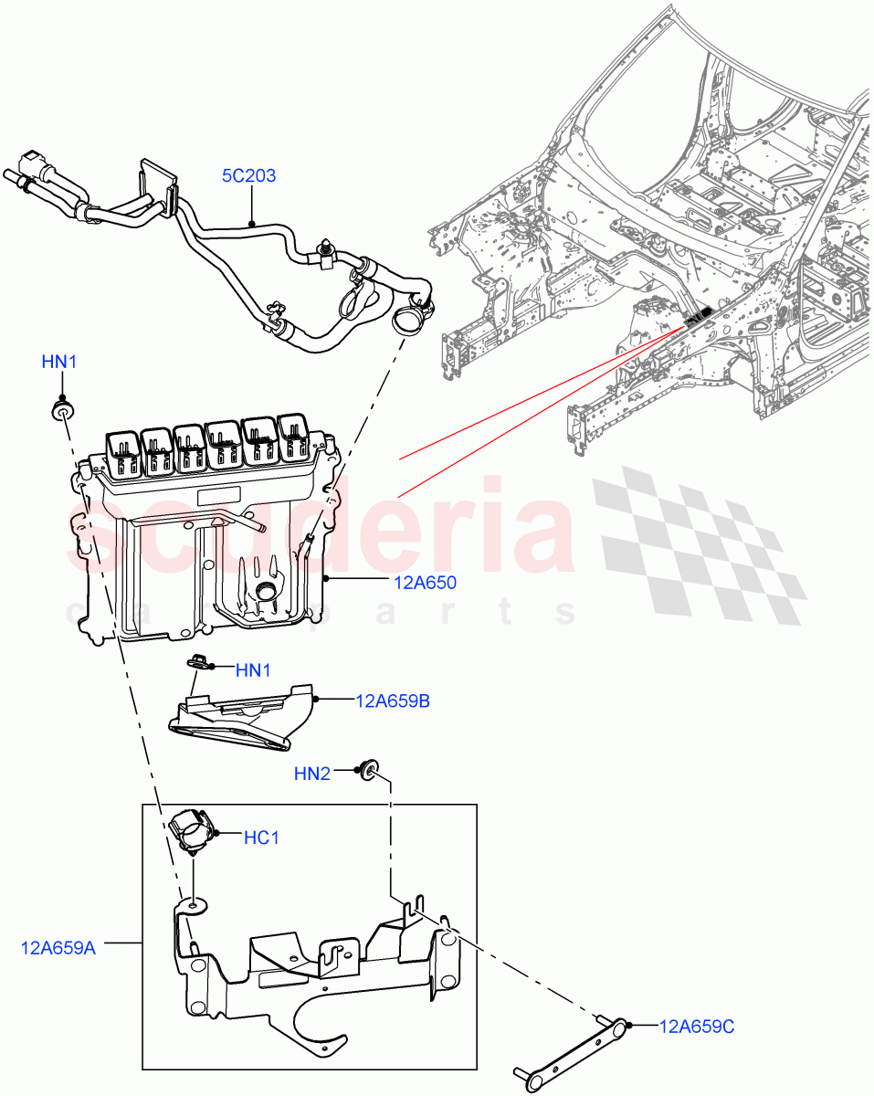 Engine Modules And Sensors(Nitra Plant Build)(3.0L AJ20P6 Petrol High)((V)FROMM2000001) of Land Rover Land Rover Discovery 5 (2017+) [3.0 I6 Turbo Petrol AJ20P6]