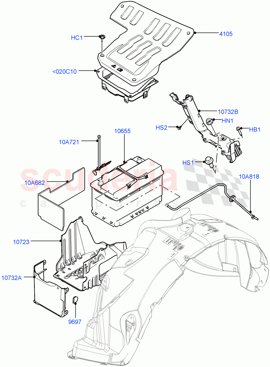 Battery And Mountings(Itatiaia (Brazil))((V)FROMGT000001) of Land Rover Land Rover Range Rover Evoque (2012-2018) [2.0 Turbo Petrol GTDI]
