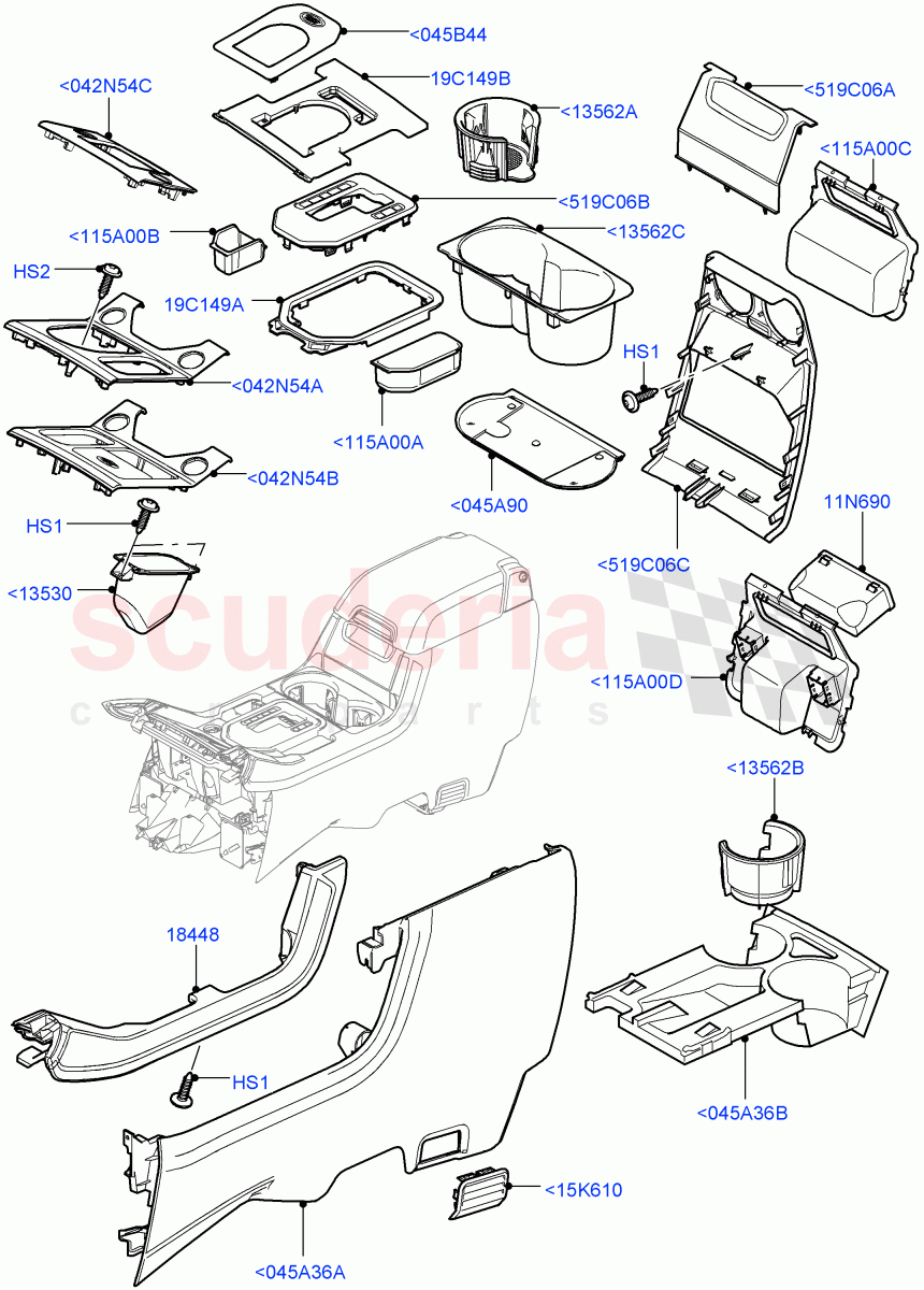 Console - Floor(For Carrier Assy, External Components)((V)FROMAA000001) of Land Rover Land Rover Discovery 4 (2010-2016) [3.0 DOHC GDI SC V6 Petrol]