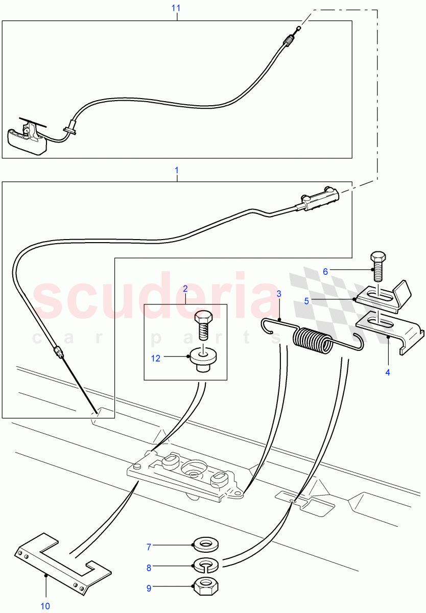 Bonnet Release((V)FROM7A000001) of Land Rover Land Rover Defender (2007-2016)