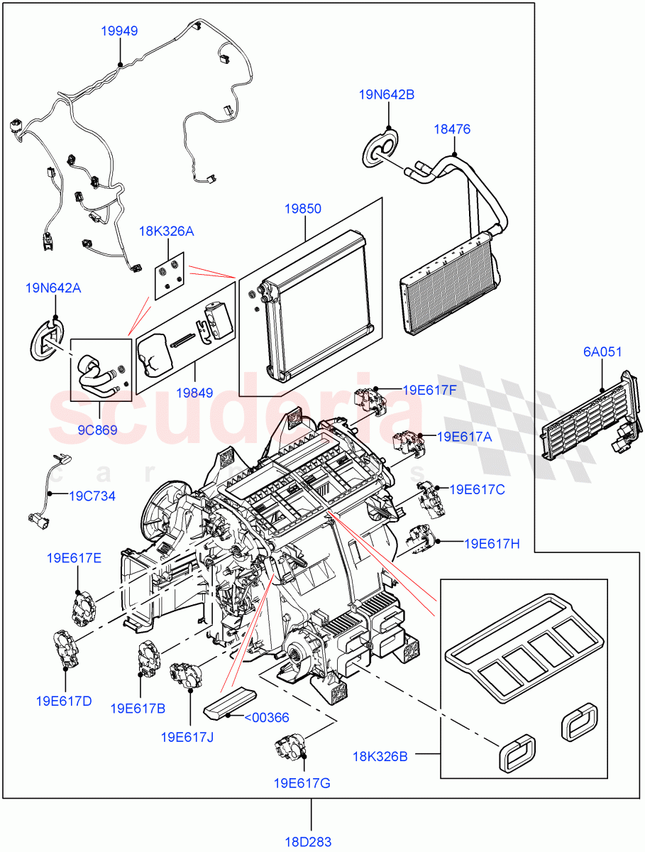 Heater/Air Cond.Internal Components(Main Unit) of Land Rover Land Rover Defender (2020+) [3.0 I6 Turbo Diesel AJ20D6]