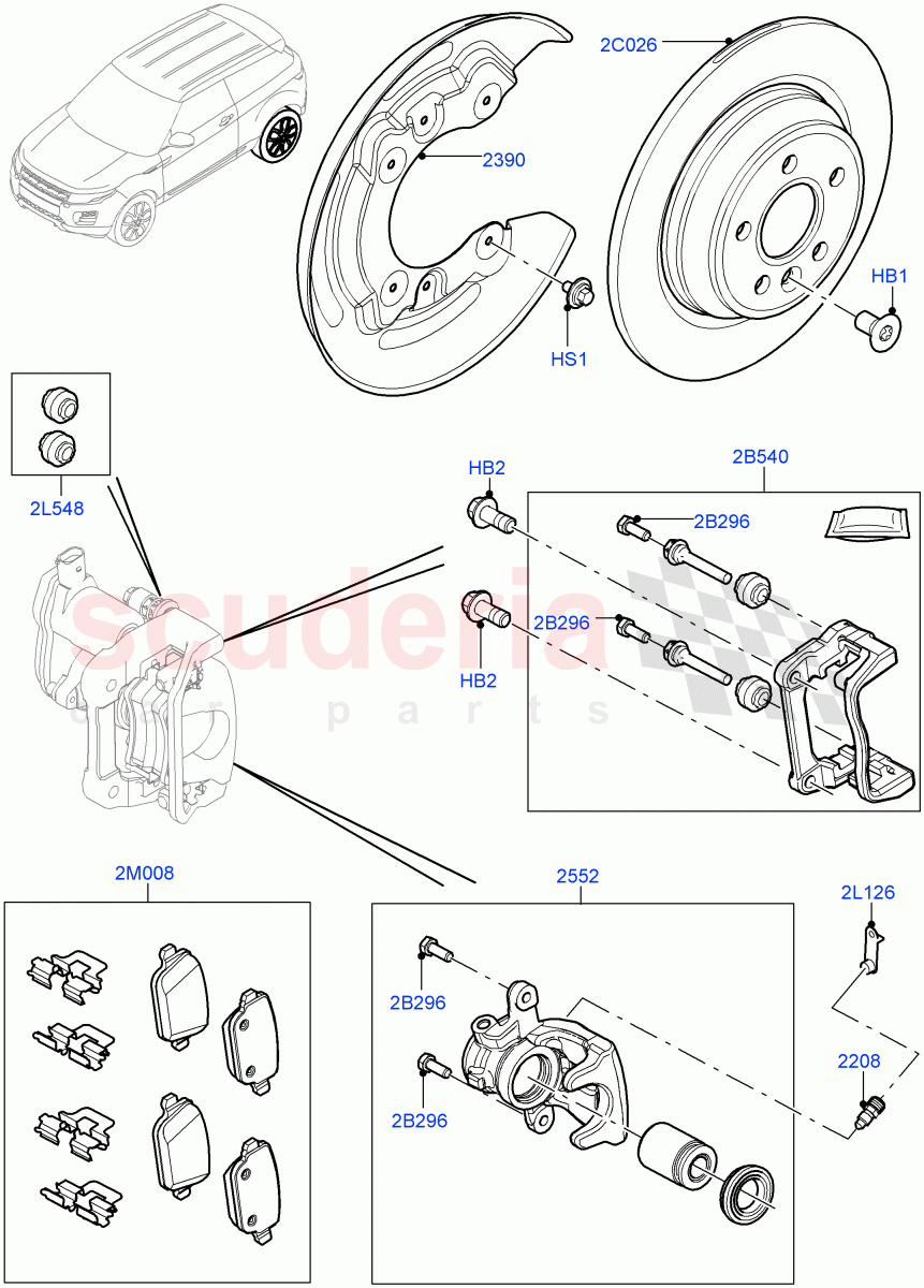 Rear Brake Discs And Calipers(Changsu (China))((V)FROMEG000001,(V)TOGG134737) of Land Rover Land Rover Range Rover Evoque (2012-2018) [2.0 Turbo Petrol AJ200P]