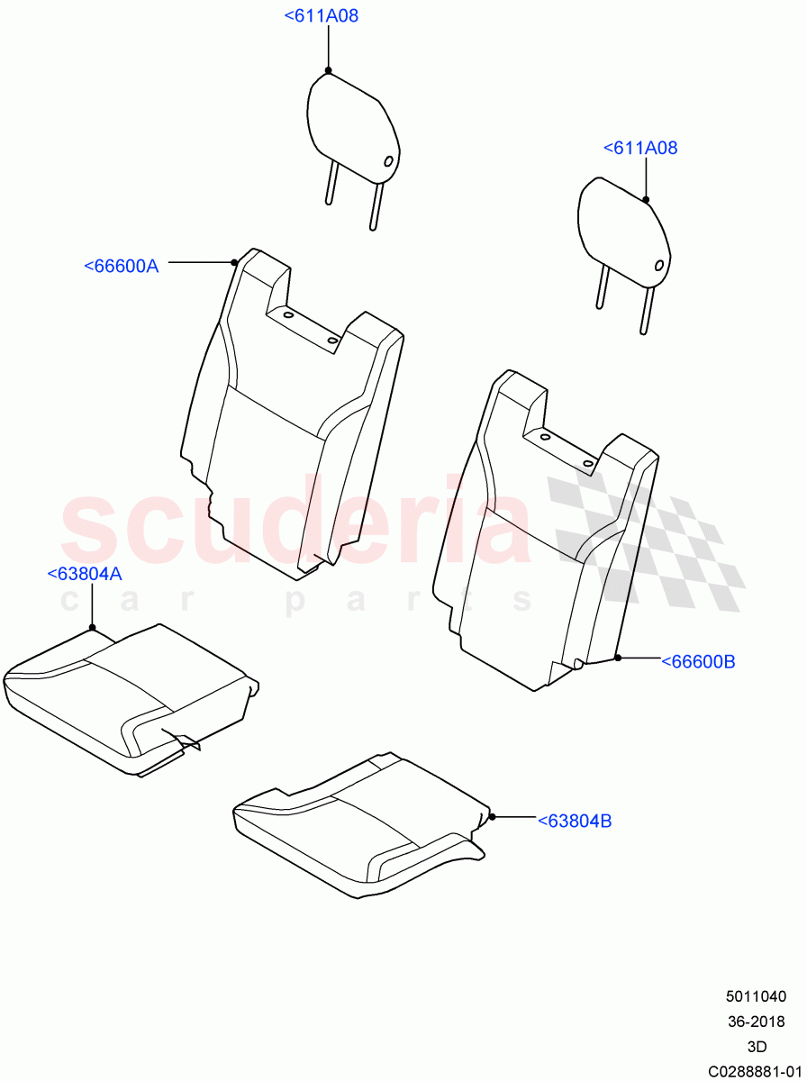 Rear Seat Covers(Row 3, Nitra Plant Build)(Grained Cloth,Version - Core,With 7 Seat Configuration)((V)FROMK2000001) of Land Rover Land Rover Discovery 5 (2017+) [3.0 I6 Turbo Diesel AJ20D6]