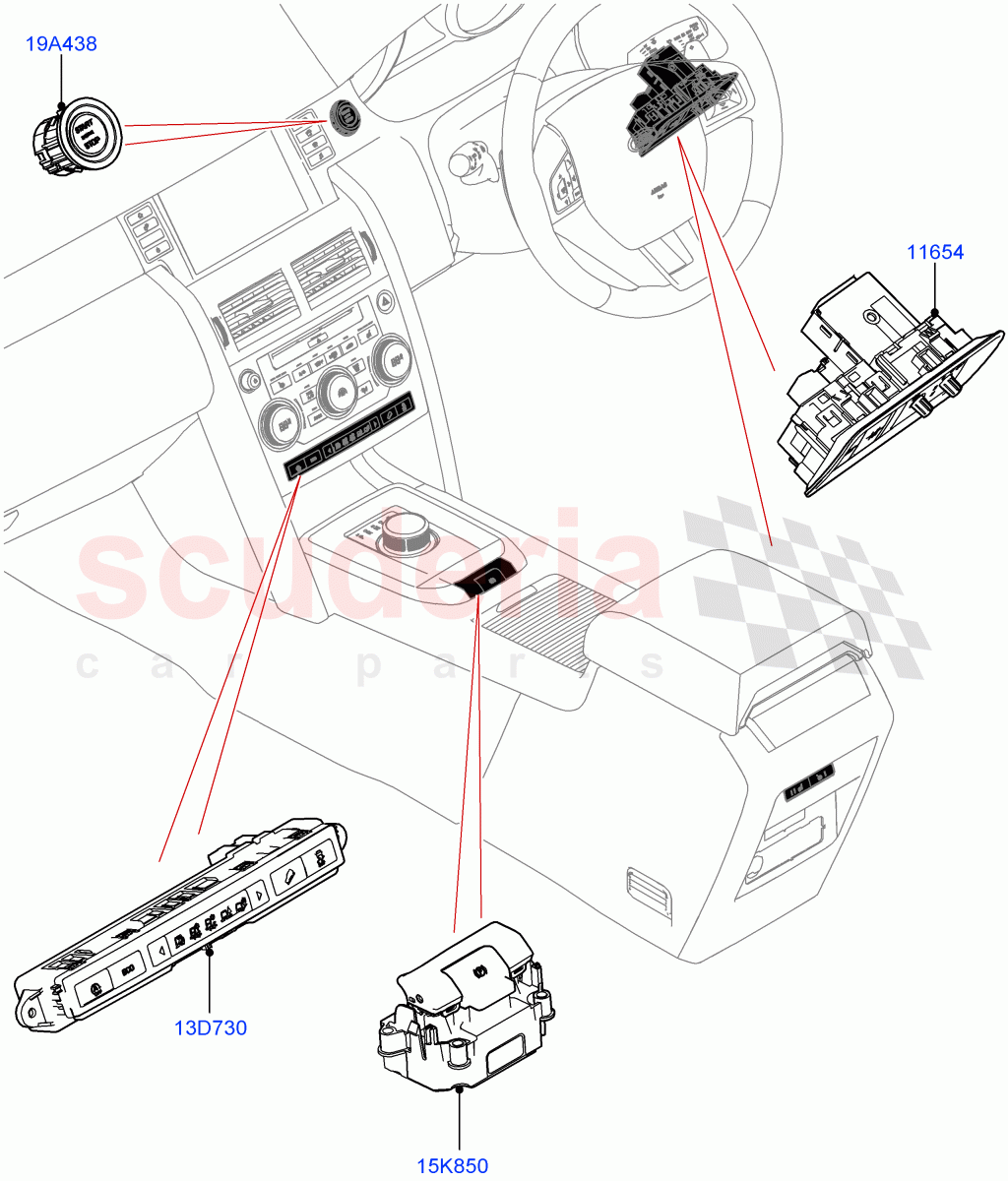 Switches(Facia And Console)(Halewood (UK))((V)TOKH999999) of Land Rover Land Rover Discovery Sport (2015+) [2.0 Turbo Petrol AJ200P]