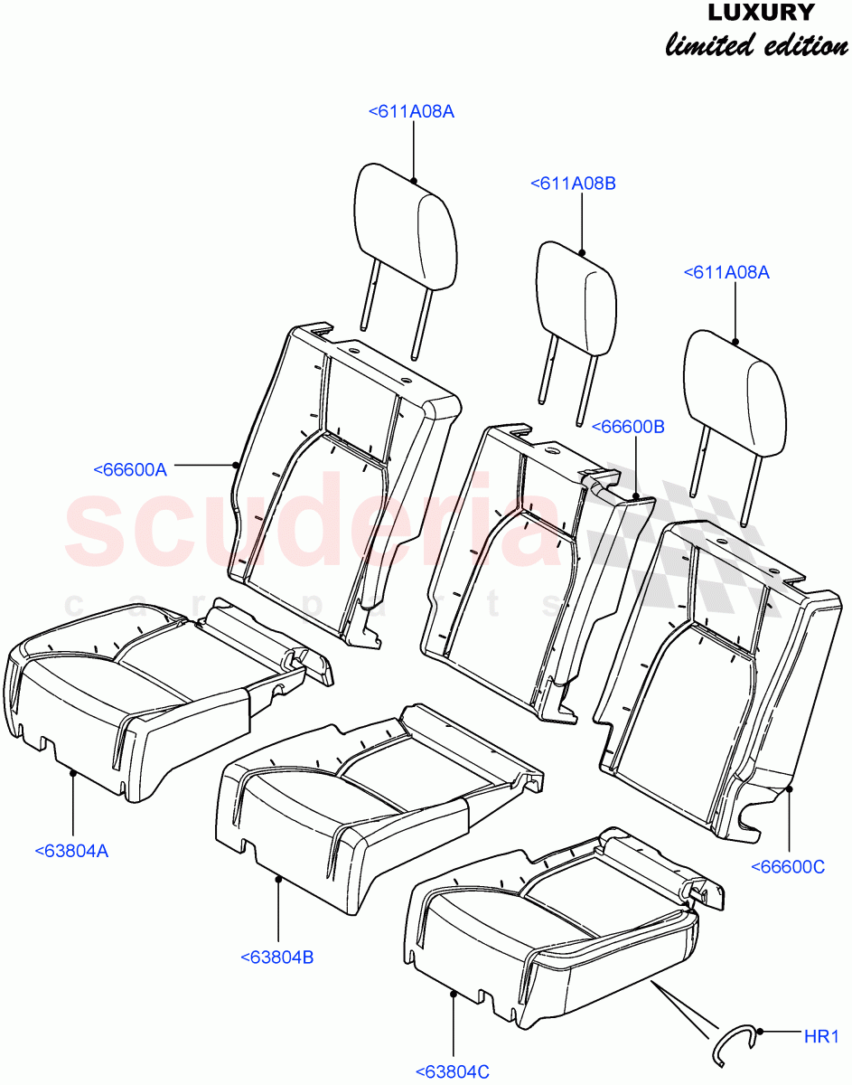 Rear Seat Covers(With 35/30/35 Split Fold Rear Seat)((V)FROMCA000001) of Land Rover Land Rover Discovery 4 (2010-2016) [5.0 OHC SGDI NA V8 Petrol]