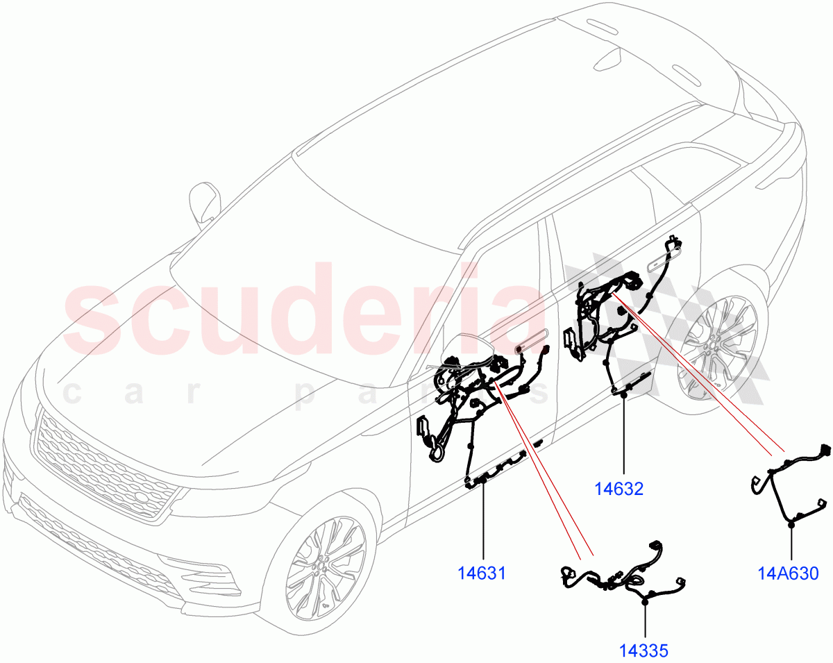 Electrical Wiring - Body And Rear(Front And Rear Doors)((V)FROMMA000001) of Land Rover Land Rover Range Rover Velar (2017+) [2.0 Turbo Petrol AJ200P]