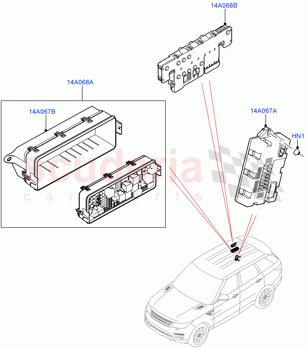Fuses, Holders And Circuit Breakers(Rear) of Land Rover Land Rover Range Rover Sport (2014+) [3.0 DOHC GDI SC V6 Petrol]