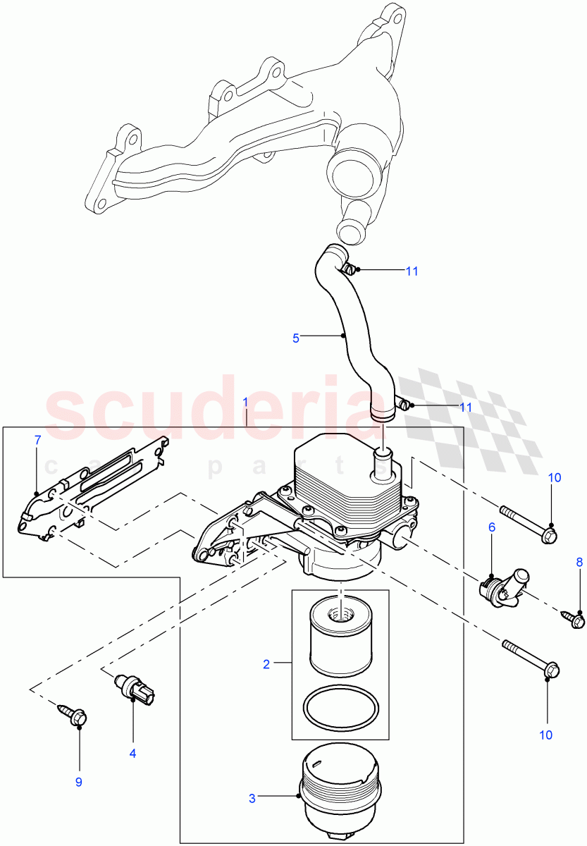 Oil Cooler And Filter(2.4L Duratorq-TDCi HPCR(140PS)-Puma)((V)FROM7A000001,(V)TOBA999999) of Land Rover Land Rover Defender (2007-2016)