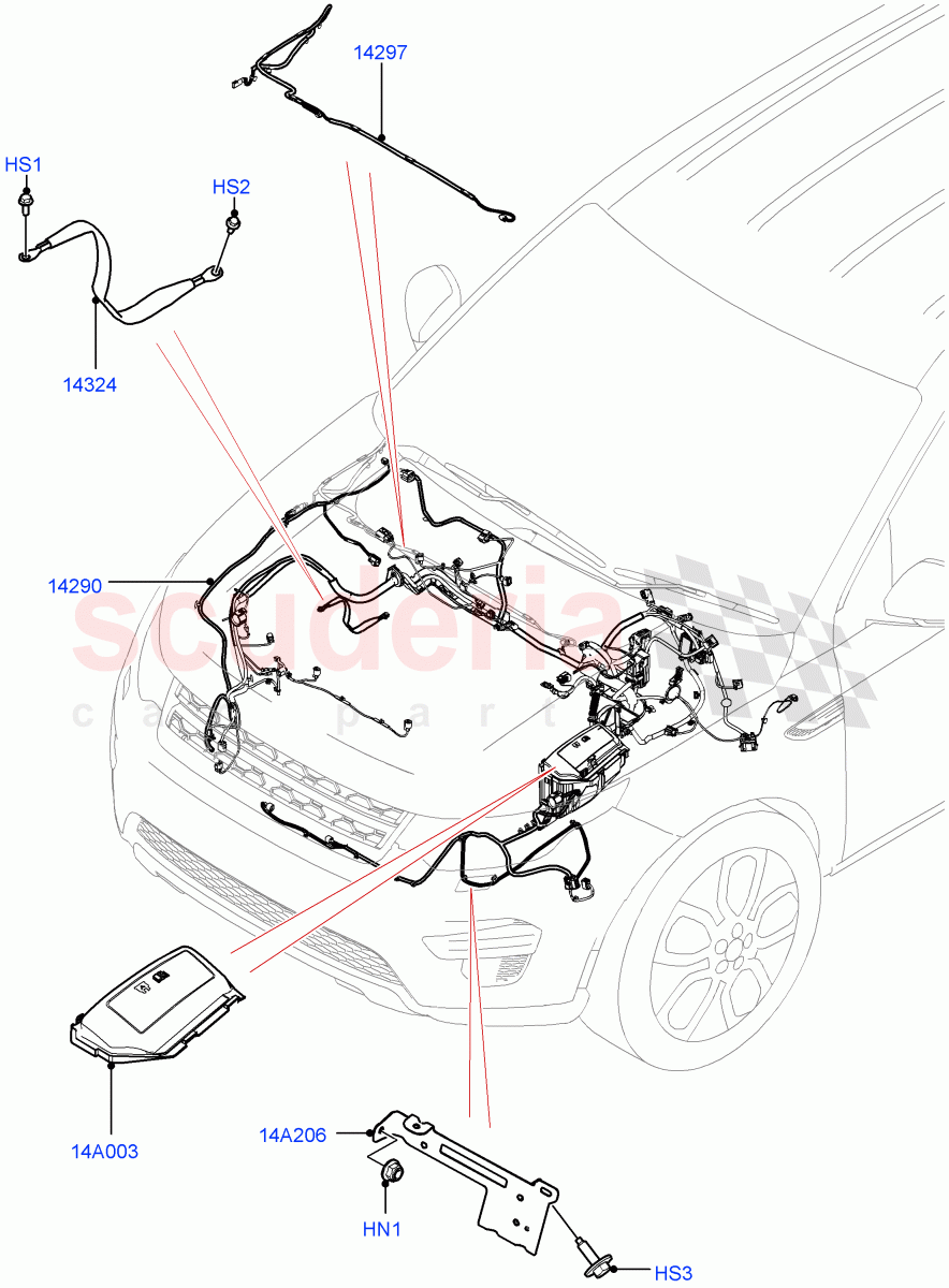 Electrical Wiring - Engine And Dash(Engine Compartment)(Halewood (UK))((V)TOKH999999) of Land Rover Land Rover Discovery Sport (2015+) [2.0 Turbo Petrol AJ200P]