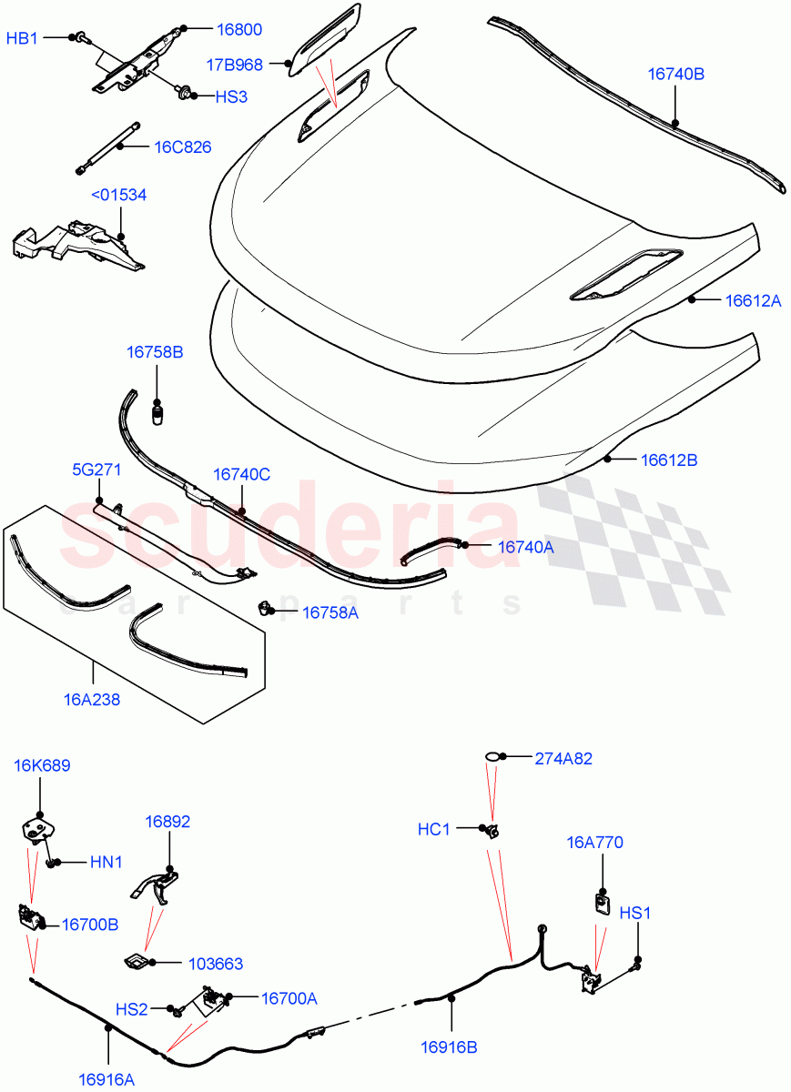 Hood And Related Parts(Changsu (China)) of Land Rover Land Rover Range Rover Evoque (2019+) [1.5 I3 Turbo Petrol AJ20P3]