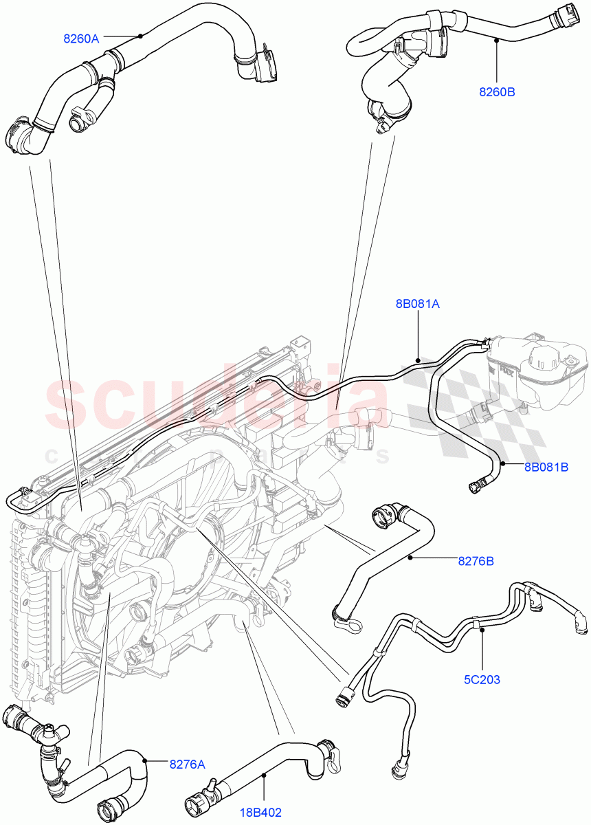 Cooling System Pipes And Hoses(2.0L I4 DSL MID DOHC AJ200,6 Speed Manual Trans-JLR M66 2WD,6 Speed Manual Trans M66 - AWD,6 Speed Manual Trans BG6)((V)FROMGH000001) of Land Rover Land Rover Discovery Sport (2015+) [2.0 Turbo Diesel]