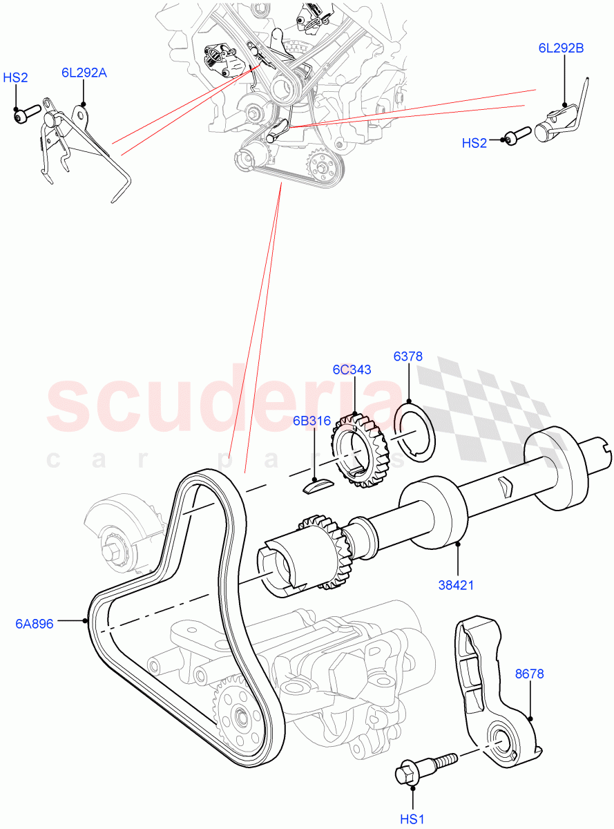 Timing Gear(Auxiliary Drive, Nitra Plant Build)(3.0L DOHC GDI SC V6 PETROL)((V)FROMK2000001) of Land Rover Land Rover Discovery 5 (2017+) [3.0 DOHC GDI SC V6 Petrol]