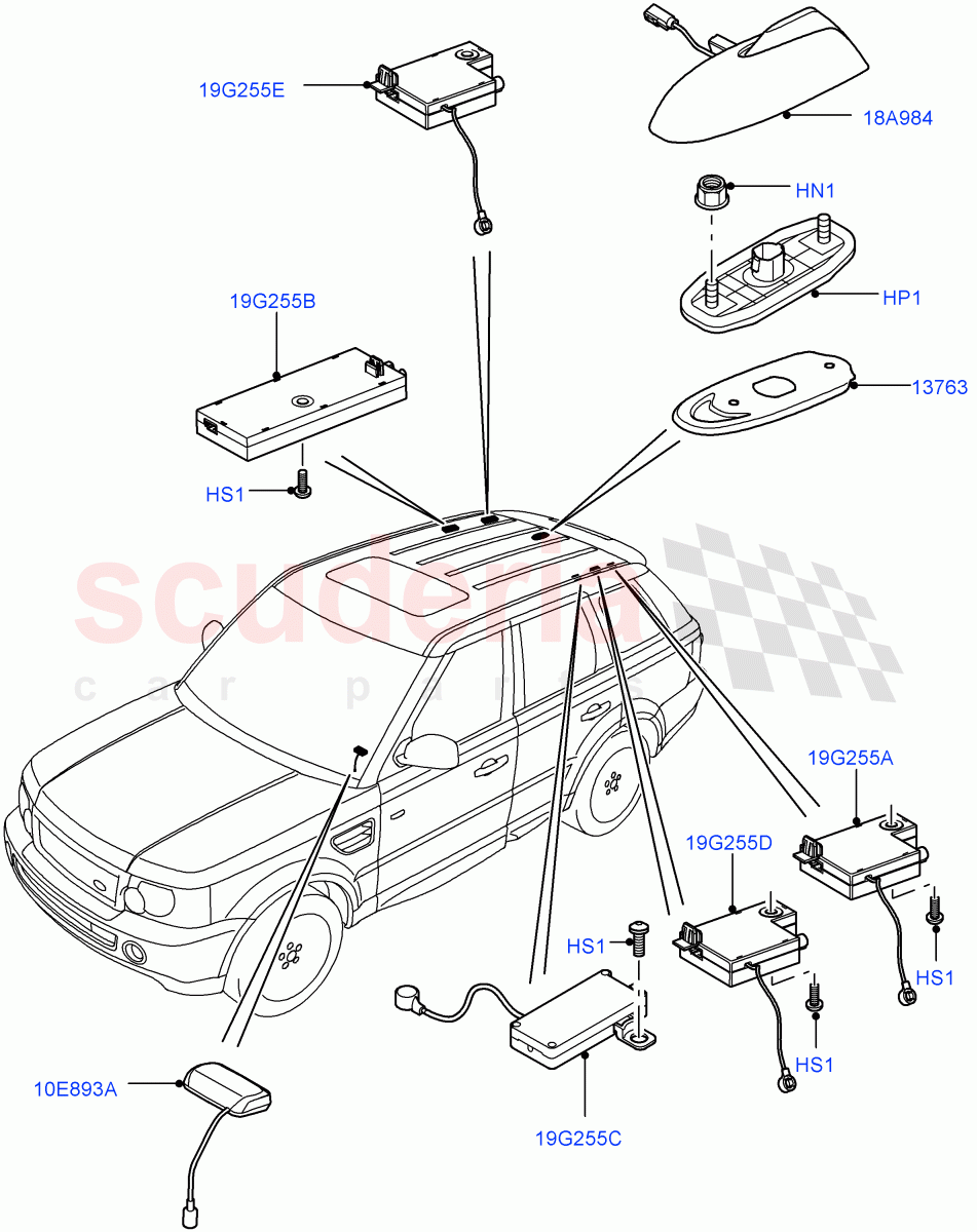 Aerial((V)FROMAA000001) of Land Rover Land Rover Range Rover Sport (2010-2013) [3.6 V8 32V DOHC EFI Diesel]