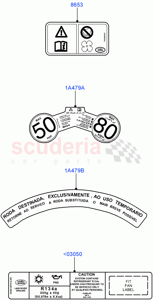 Labels(Warning Decals)(Itatiaia (Brazil))((V)FROMGT000001) of Land Rover Land Rover Range Rover Evoque (2012-2018) [2.0 Turbo Diesel]