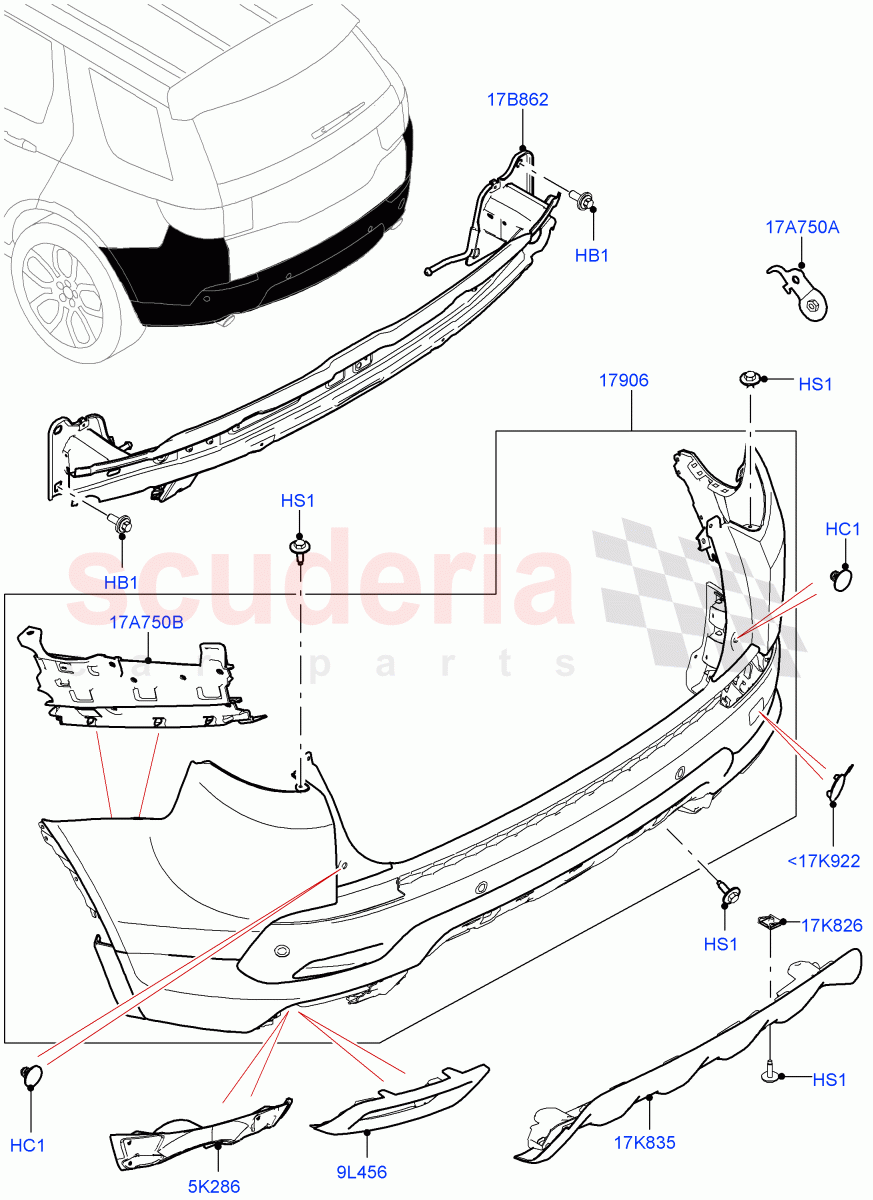 Rear Bumper(Changsu (China),Front Bumper - Sport - Body Colour)((V)FROMKG422269,(V)TOKG446856) of Land Rover Land Rover Discovery Sport (2015+) [2.0 Turbo Petrol GTDI]
