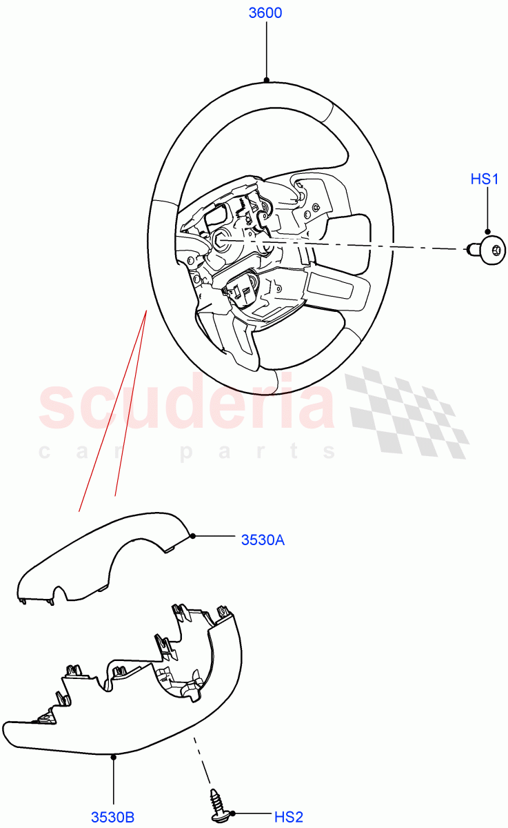 Steering Wheel(Nitra Plant Build)((V)FROMK2000001,(V)TOL2999999) of Land Rover Land Rover Discovery 5 (2017+) [2.0 Turbo Petrol AJ200P]