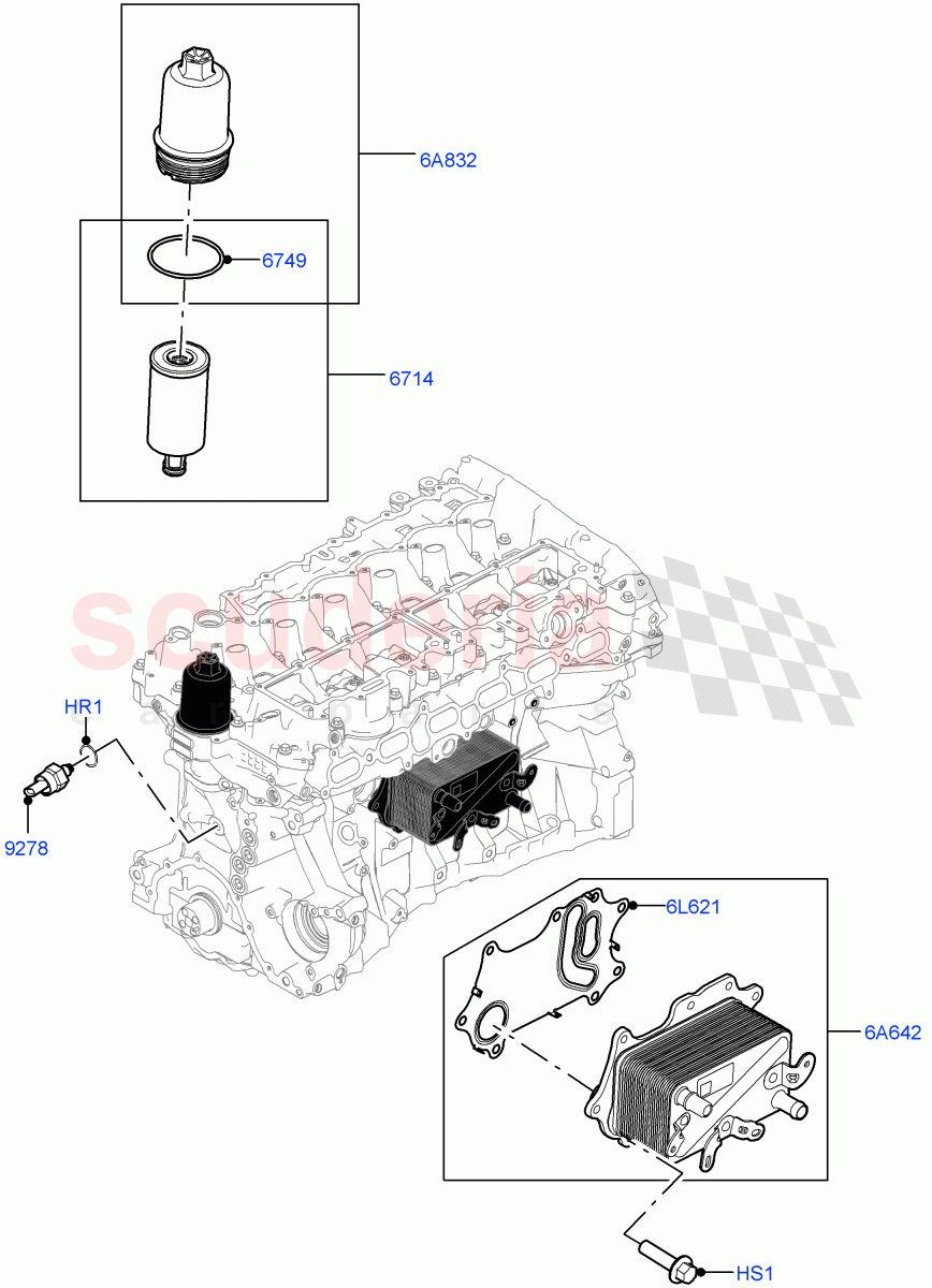 Oil Cooler And Filter(3.0L AJ20P6 Petrol High)((V)FROMKA000001) of Land Rover Land Rover Range Rover (2012-2021) [3.0 I6 Turbo Petrol AJ20P6]