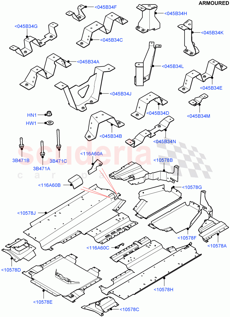 Floor Pan - Centre And Rear(Aluminium Floor)(Armoured)((V)FROMEA000001) of Land Rover Land Rover Range Rover (2012-2021) [4.4 DOHC Diesel V8 DITC]