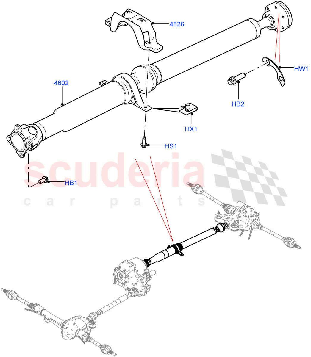 Drive Shaft - Rear Axle Drive(Solihull Plant Build, Propshaft)((V)FROMHA000001) of Land Rover Land Rover Discovery 5 (2017+) [3.0 DOHC GDI SC V6 Petrol]