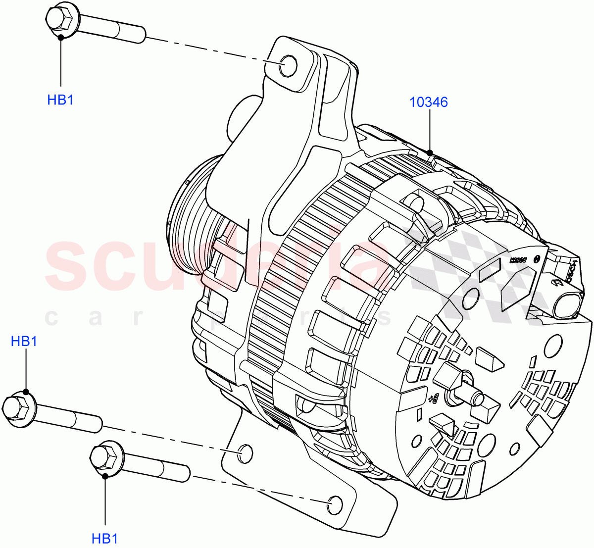 Alternator And Mountings(2.0L 16V TIVCT T/C Gen2 Petrol,Halewood (UK),2.0L 16V TIVCT T/C 240PS Petrol) of Land Rover Land Rover Discovery Sport (2015+) [2.0 Turbo Diesel AJ21D4]