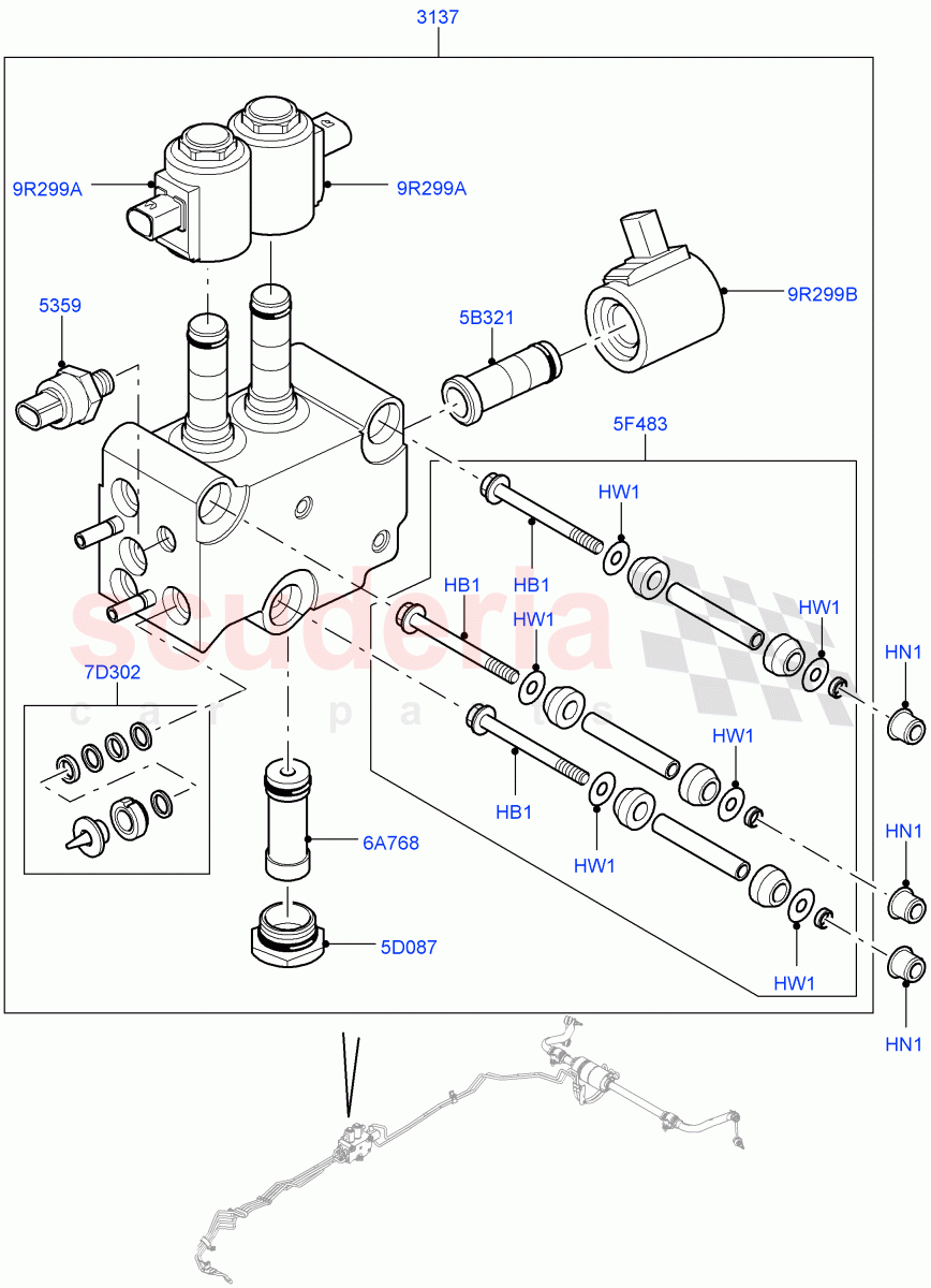 Active Anti-Roll Bar System(Valve Block)(With Roll Stability Control)((V)TO9A999999) of Land Rover Land Rover Range Rover Sport (2005-2009) [3.6 V8 32V DOHC EFI Diesel]