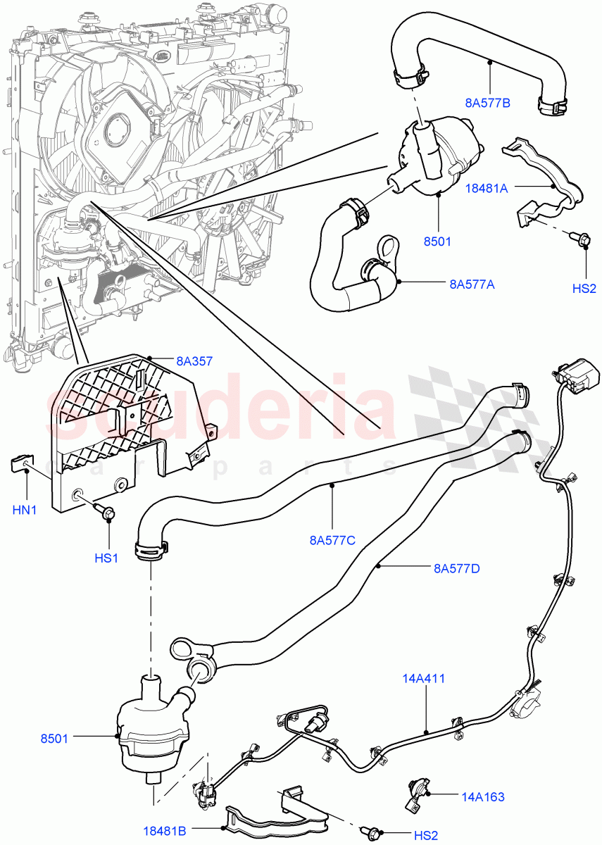 Water Pump(Auxiliary Unit)(3.0 V6 Diesel Electric Hybrid Eng)((V)FROMFA000001) of Land Rover Land Rover Range Rover Sport (2014+) [3.0 Diesel 24V DOHC TC]