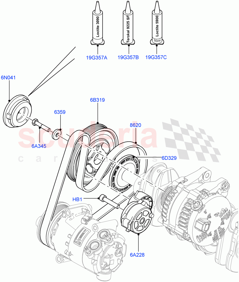 Pulleys And Drive Belts(2.2L CR DI 16V Diesel) of Land Rover Land Rover Range Rover Evoque (2012-2018) [2.2 Single Turbo Diesel]