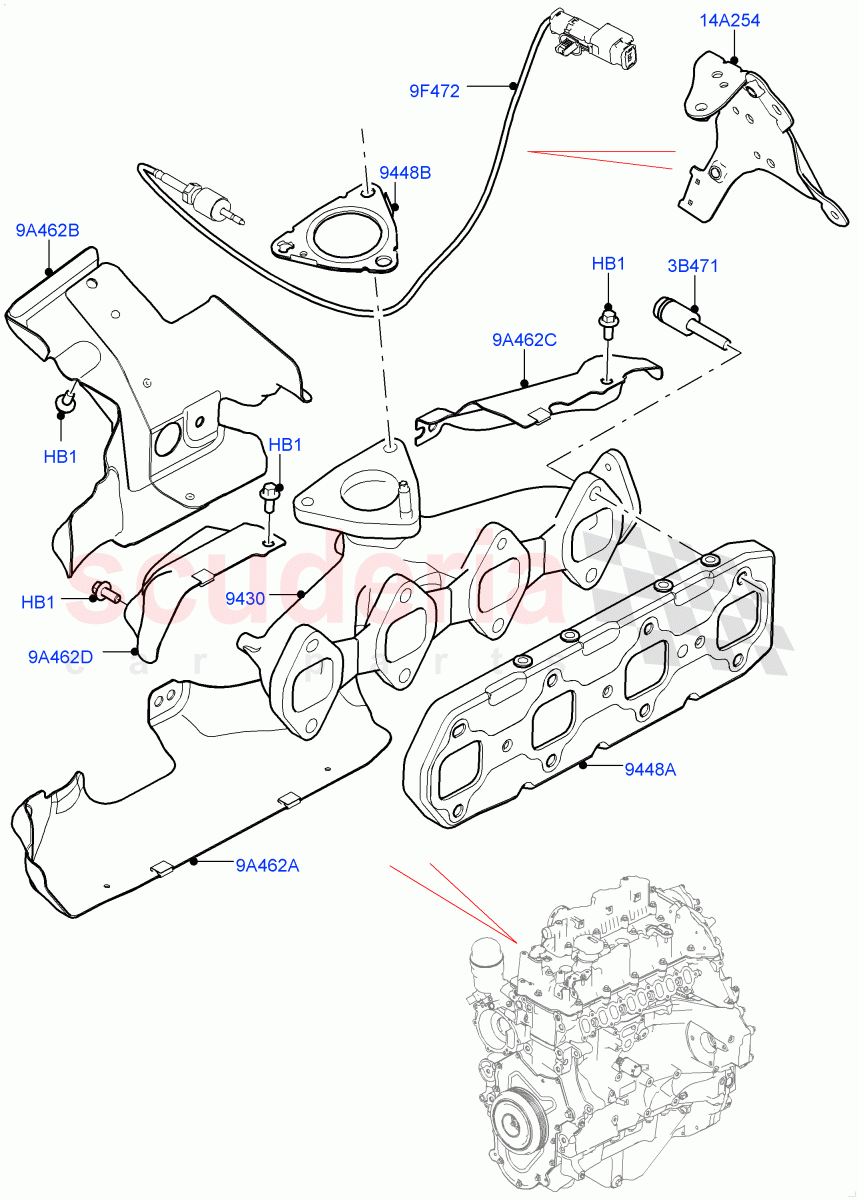 Exhaust Manifold(Nitra Plant Build)(2.0L I4 DSL MID DOHC AJ200)((V)FROMK2000001) of Land Rover Land Rover Discovery 5 (2017+) [2.0 Turbo Diesel]