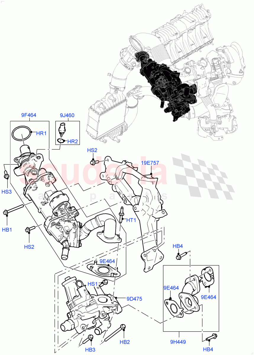 Exhaust Gas Recirculation(2.0L I4 DSL MID DOHC AJ200,Euro Stage 4 Emissions)((V)FROMKH000001) of Land Rover Land Rover Discovery Sport (2015+) [2.0 Turbo Diesel]