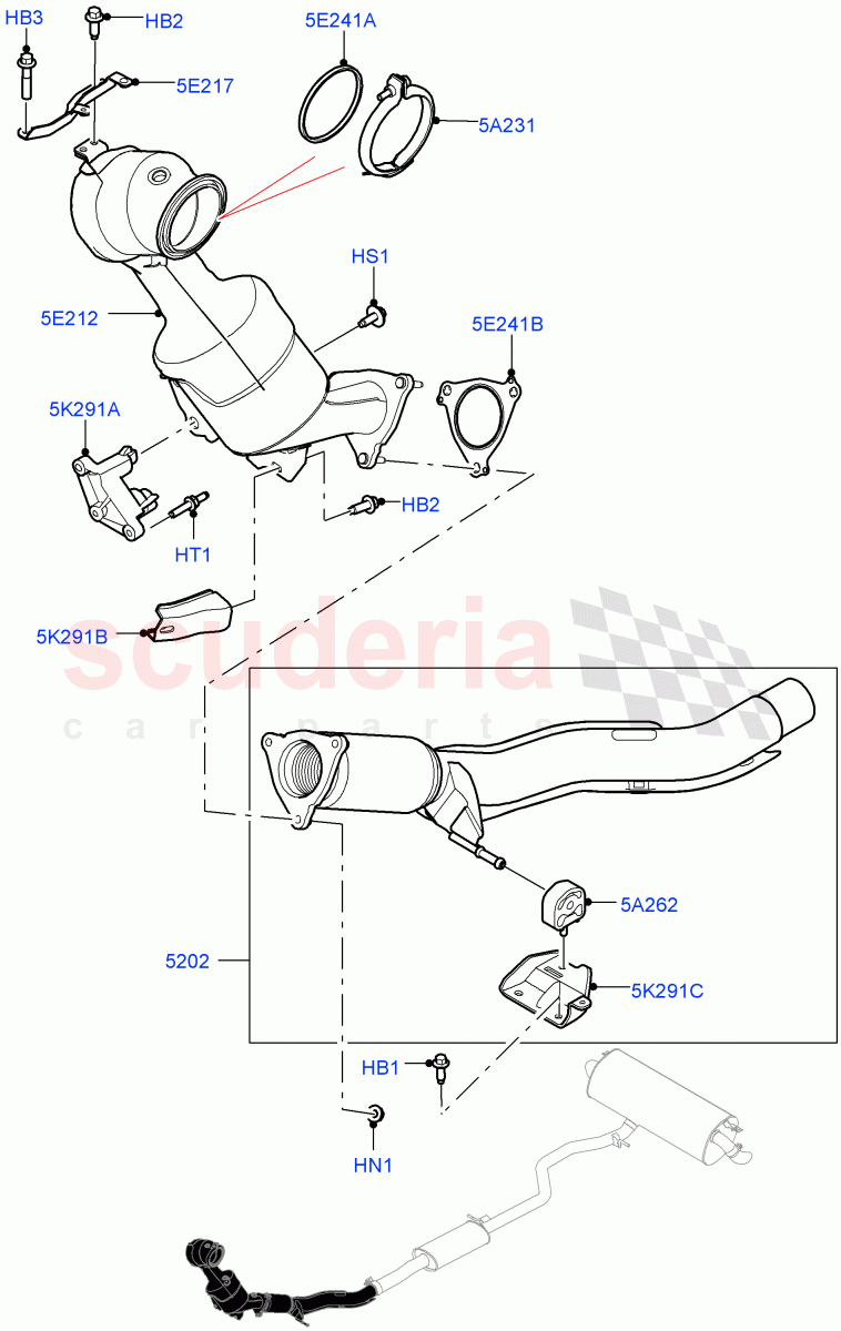 Front Exhaust System(2.0L AJ20P4 Petrol Mid PTA,SULEV30 CN6B China Emission,Changsu (China))((V)FROMKG446857,(V)TOMG140568) of Land Rover Land Rover Discovery Sport (2015+) [2.0 Turbo Petrol AJ200P]