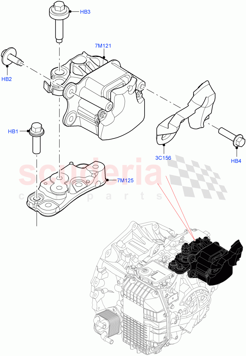 Transmission Mounting(1.5L AJ20P3 Petrol High PHEV,8 Speed Automatic Trans 8G30,Halewood (UK),1.5L AJ20P3 Petrol High)((V)FROMLH000001) of Land Rover Land Rover Discovery Sport (2015+) [2.0 Turbo Diesel]