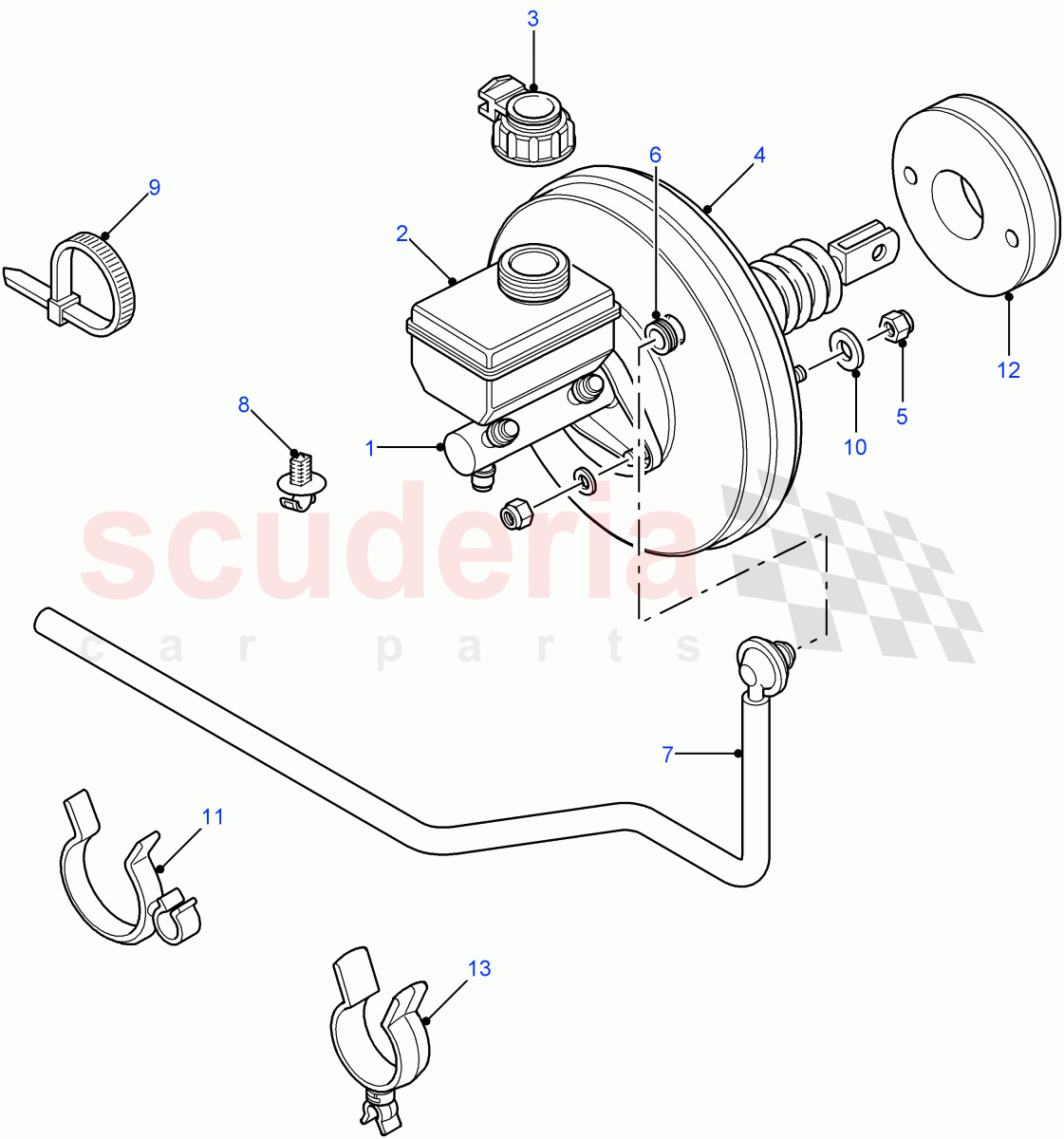 Master Cylinder & Servo(4 Wheel Anti-Lock Braking System)((V)FROM7A000001) of Land Rover Land Rover Defender (2007-2016)