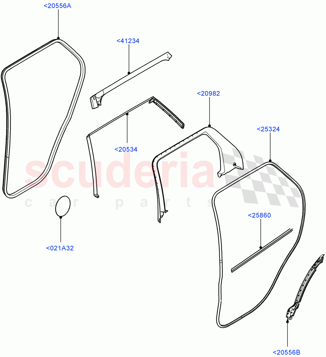 Rear Doors, Hinges & Weatherstrips(Weatherstrips And Seals)(Changsu (China))((V)FROMFG000001) of Land Rover Land Rover Discovery Sport (2015+) [1.5 I3 Turbo Petrol AJ20P3]