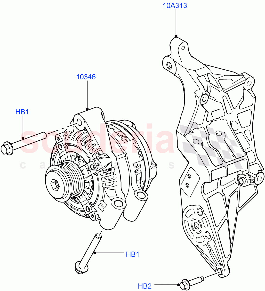 Alternator And Mountings(3.0L 24V DOHC V6 TC Diesel)((V)FROMAA000001) of Land Rover Land Rover Range Rover Sport (2010-2013) [3.6 V8 32V DOHC EFI Diesel]