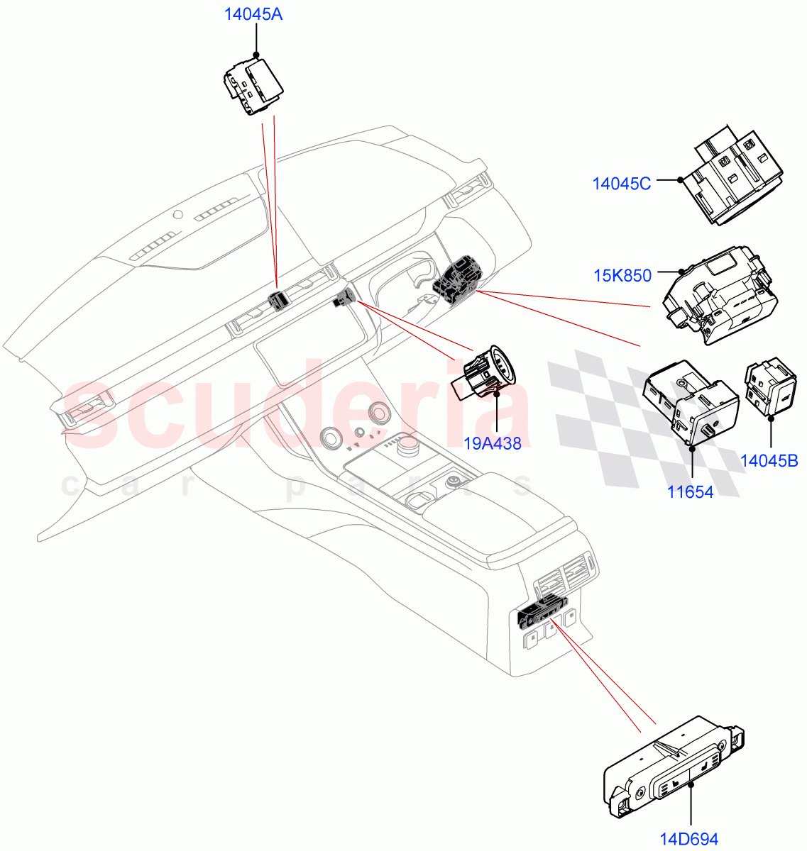 Switches(Console) of Land Rover Land Rover Range Rover Velar (2017+) [3.0 I6 Turbo Petrol AJ20P6]